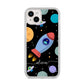 Fun Space Scene Artwork with Name iPhone 14 Plus Glitter Tough Case Starlight