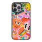 Fun Sticker iPhone 13 Pro Max Black Impact Case on Silver phone