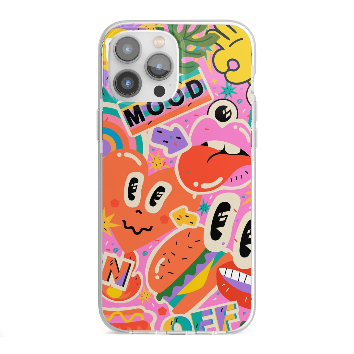 Fun Sticker iPhone 13 Pro Max TPU Impact Case with White Edges