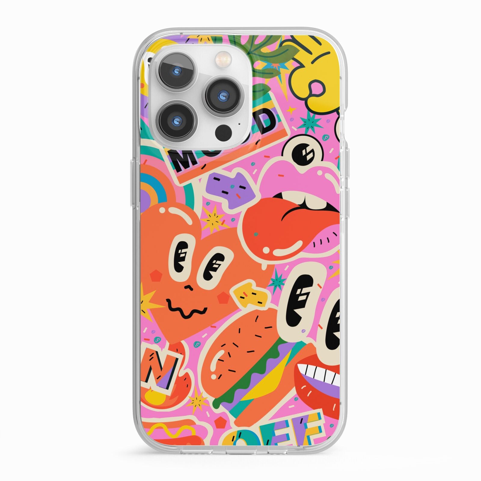 Fun Sticker iPhone 13 Pro TPU Impact Case with White Edges