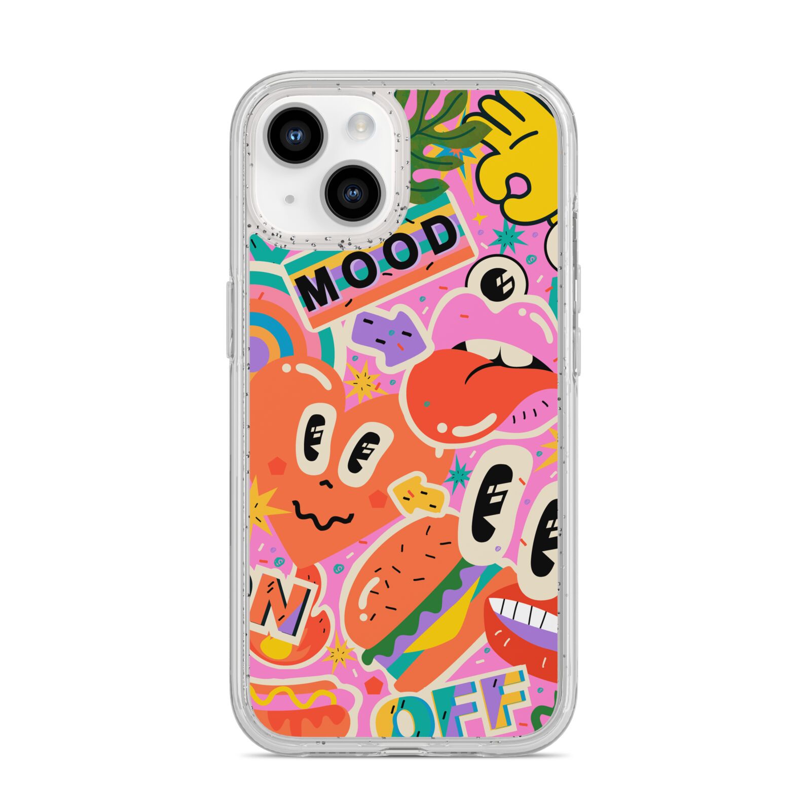 Fun Sticker iPhone 14 Glitter Tough Case Starlight