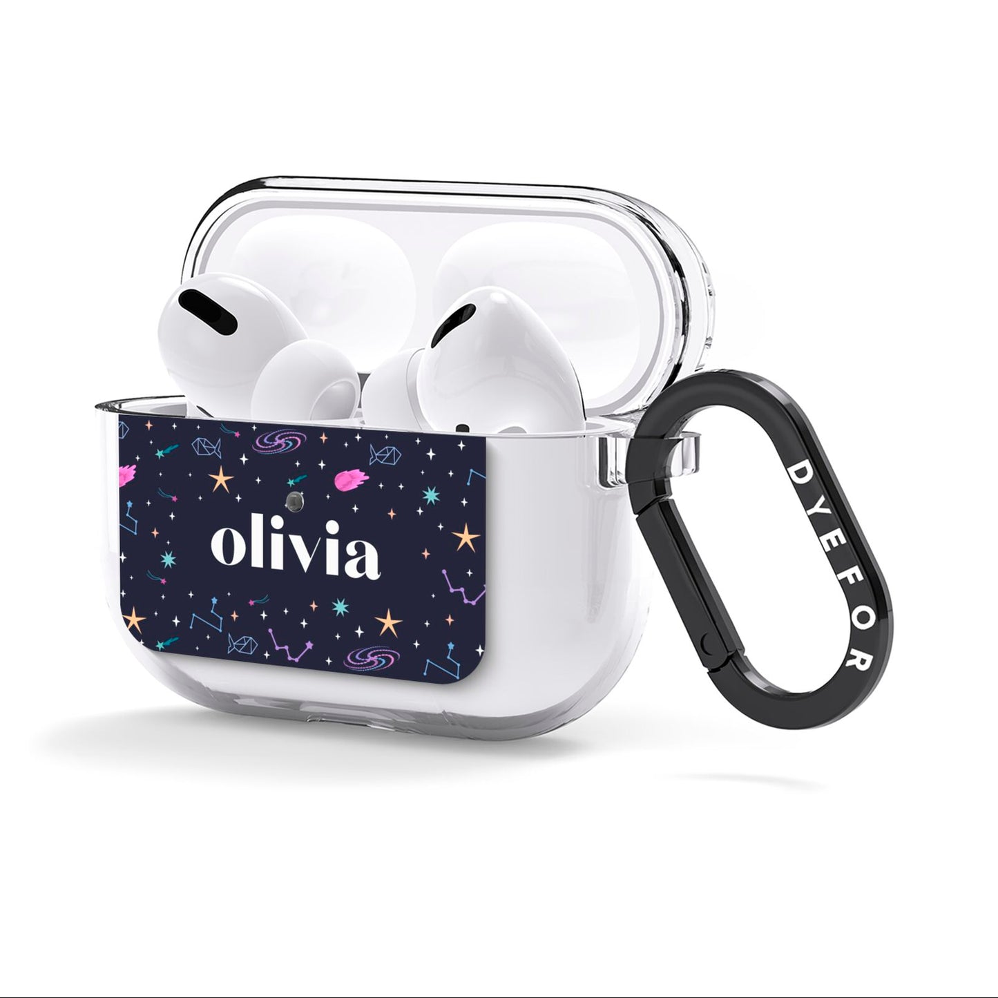 Funky Starry Night Personalised Name AirPods Clear Case 3rd Gen Side Image