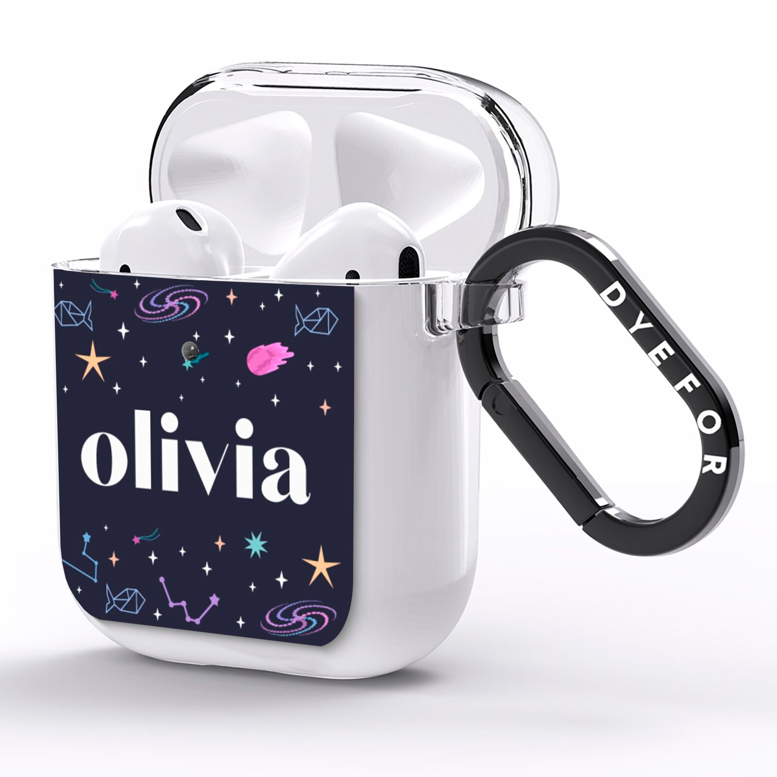 Funky Starry Night Personalised Name AirPods Clear Case Side Image