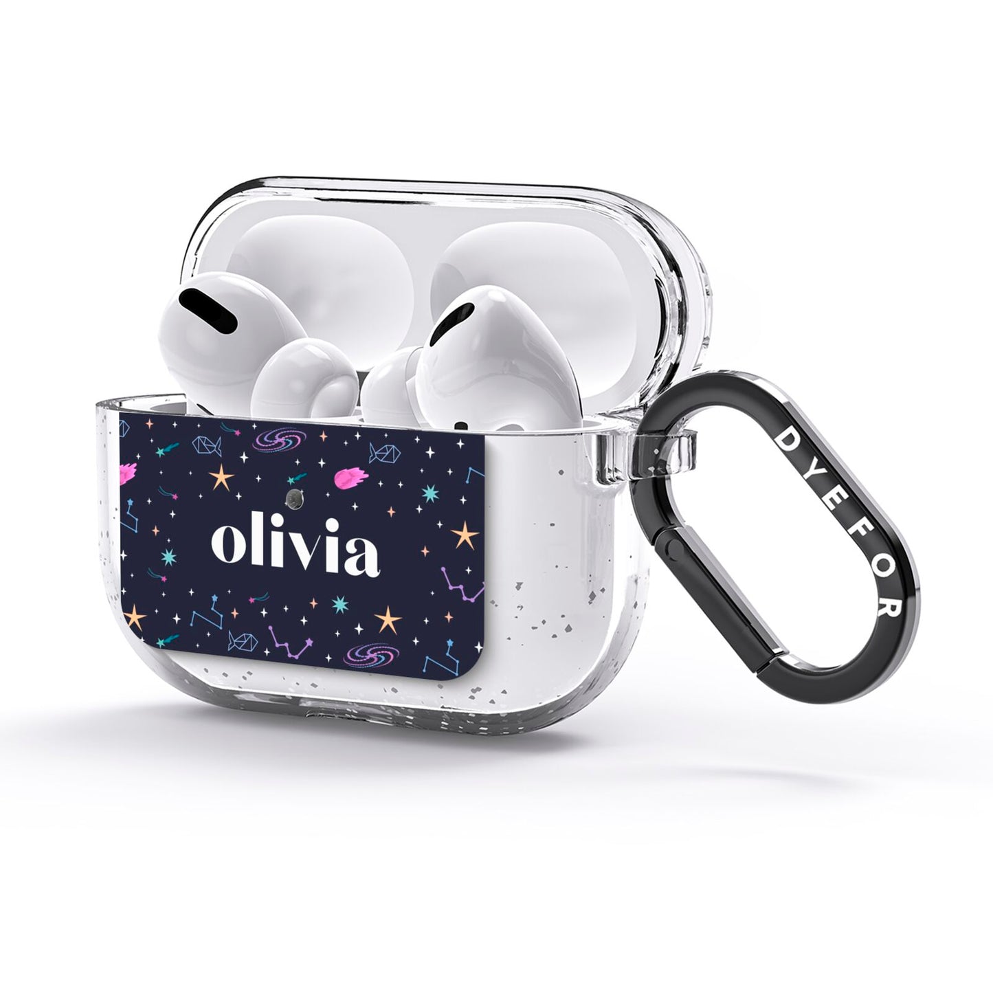 Funky Starry Night Personalised Name AirPods Glitter Case 3rd Gen Side Image
