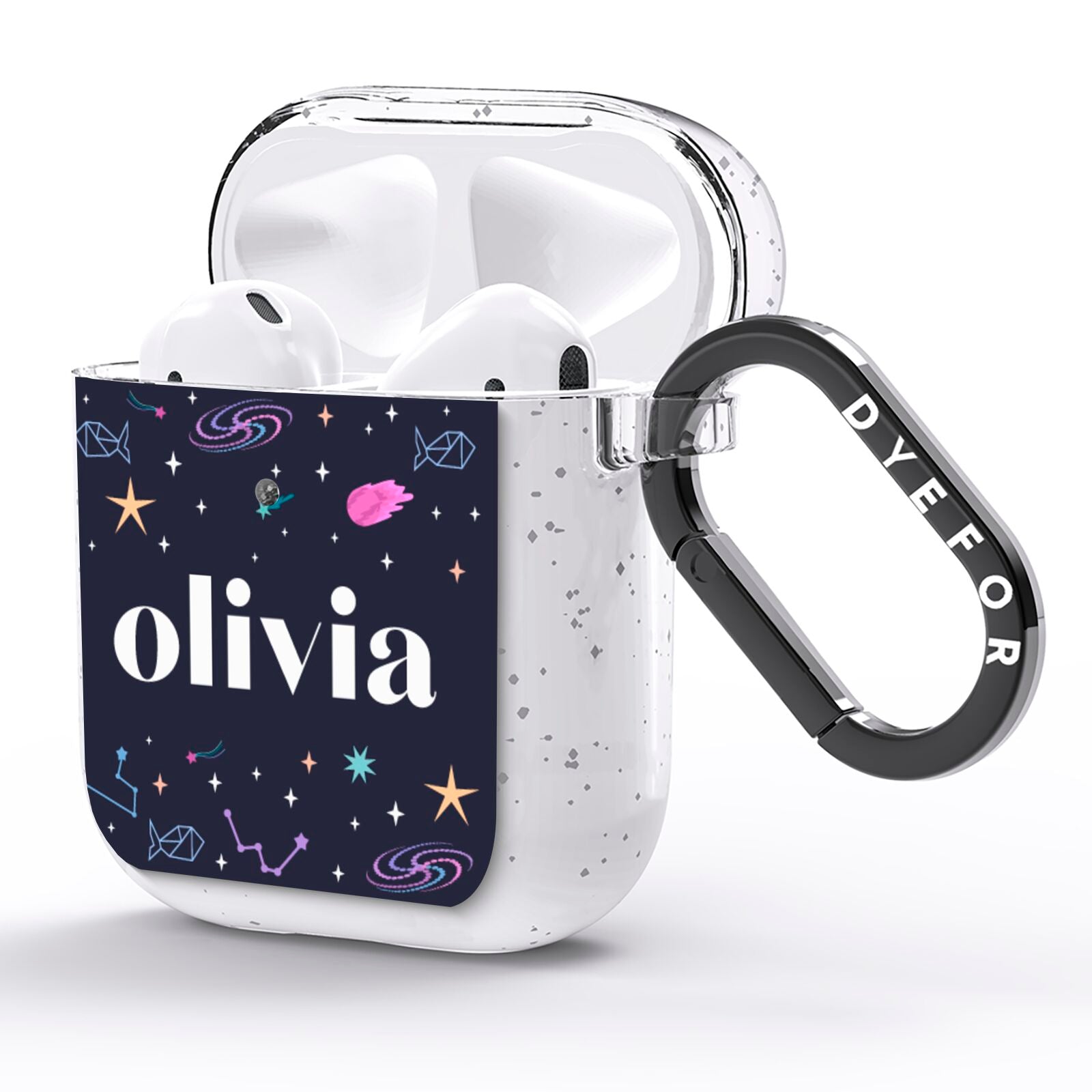 Funky Starry Night Personalised Name AirPods Glitter Case Side Image