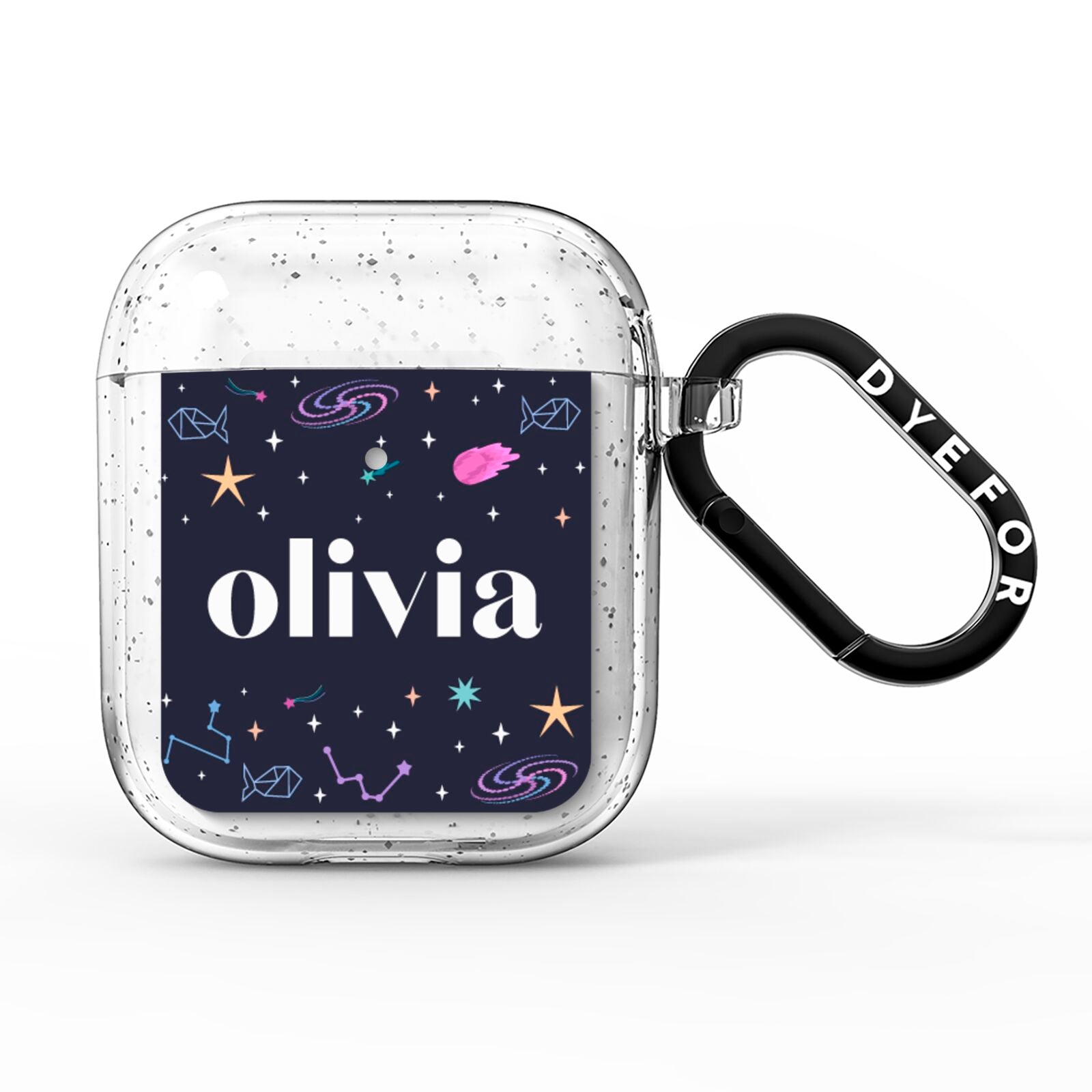 Funky Starry Night Personalised Name AirPods Glitter Case