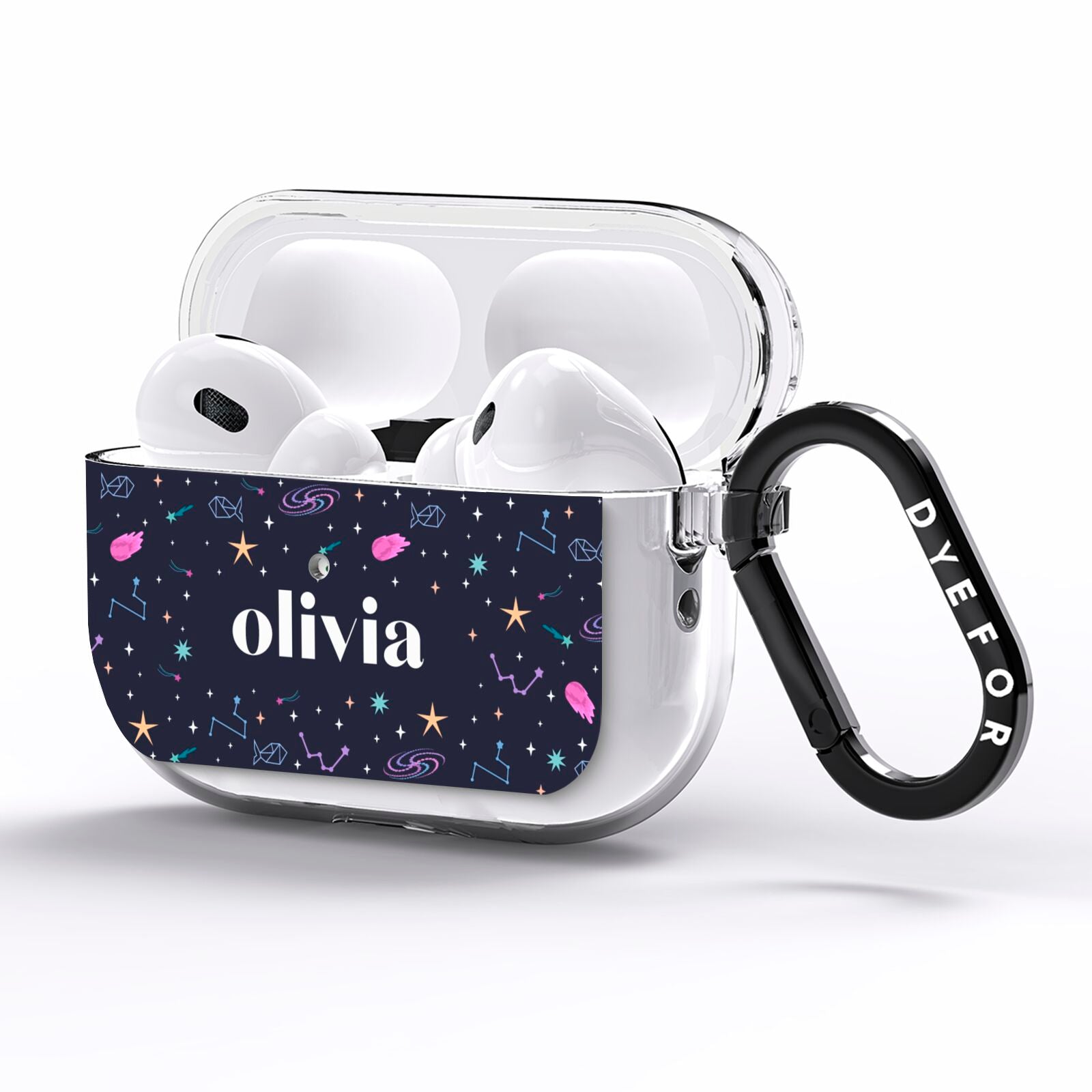 Funky Starry Night Personalised Name AirPods Pro Clear Case Side Image
