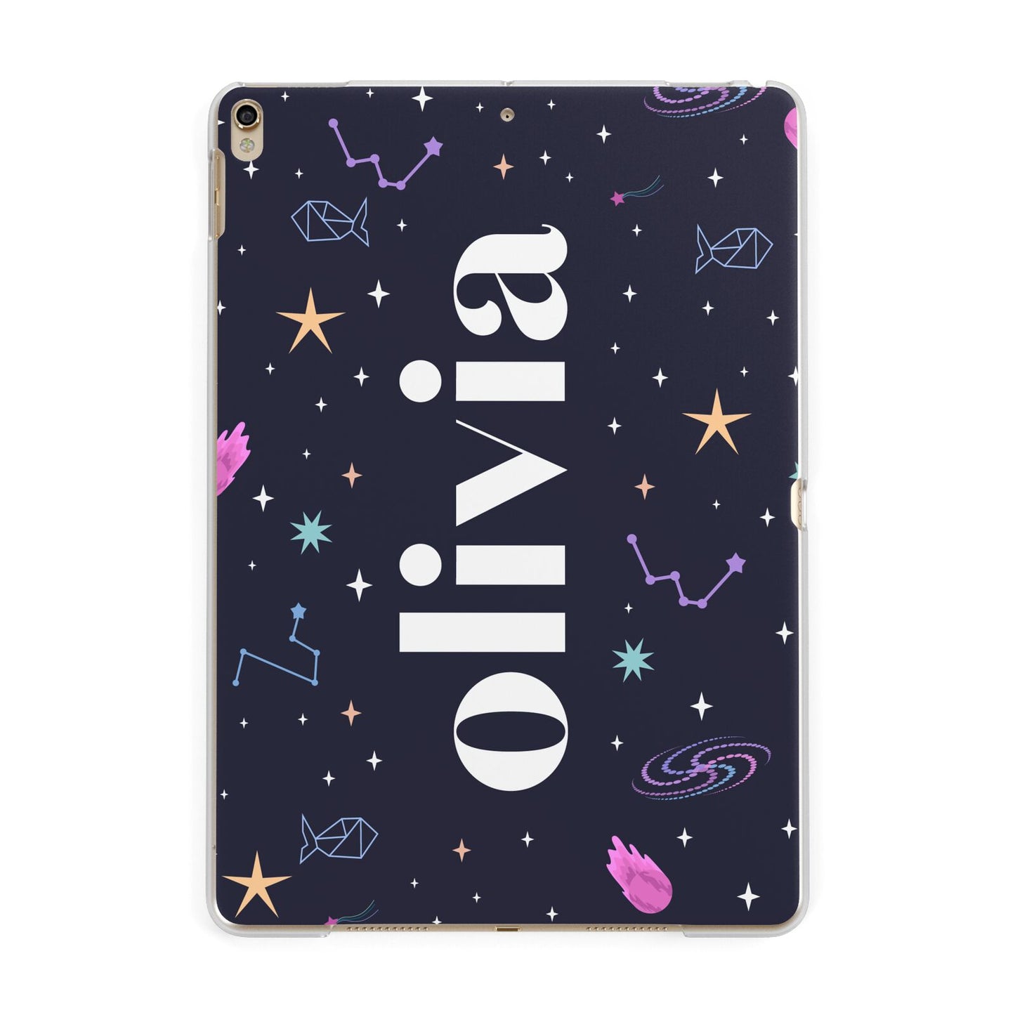 Funky Starry Night Personalised Name Apple iPad Gold Case
