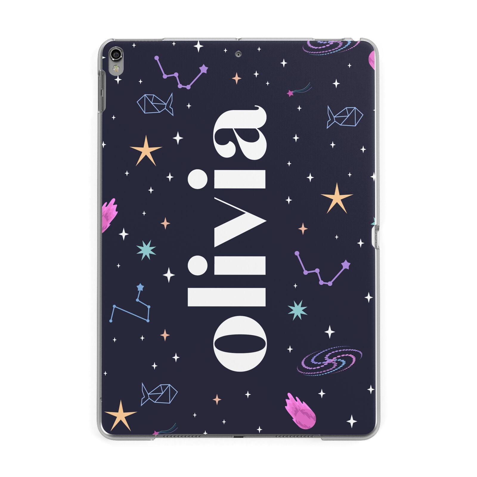 Funky Starry Night Personalised Name Apple iPad Grey Case