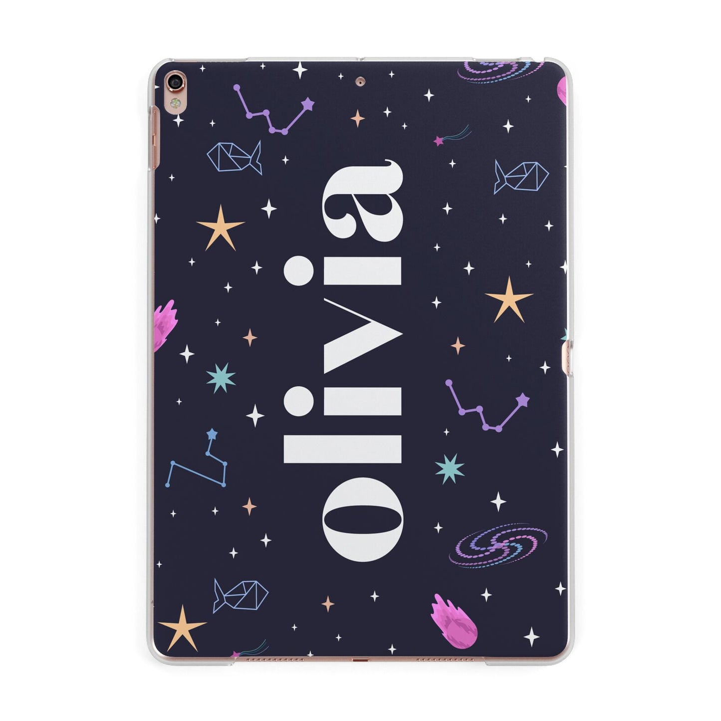 Funky Starry Night Personalised Name Apple iPad Rose Gold Case