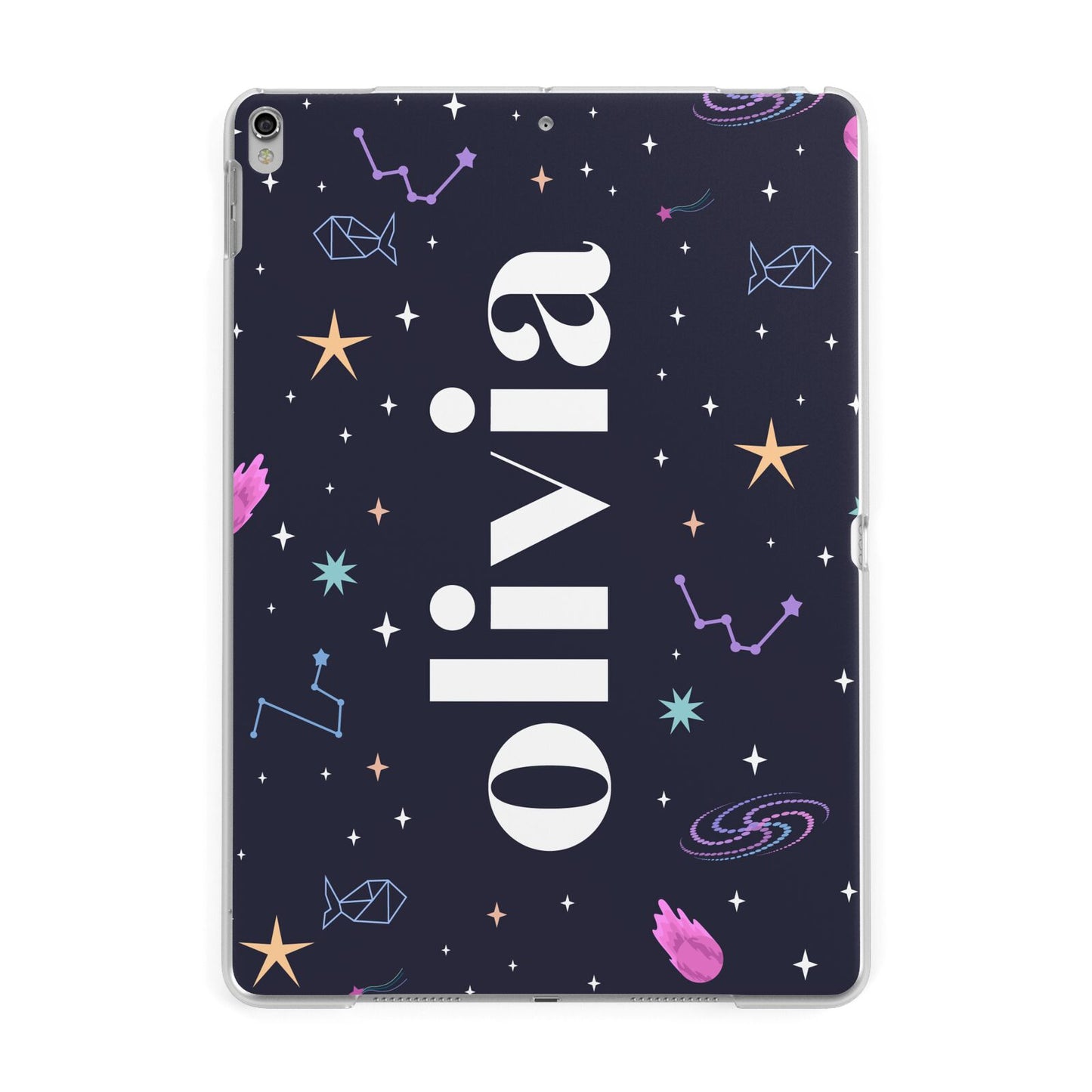 Funky Starry Night Personalised Name Apple iPad Silver Case