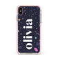 Funky Starry Night Personalised Name Apple iPhone Xs Max Impact Case Pink Edge on Gold Phone