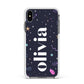 Funky Starry Night Personalised Name Apple iPhone Xs Max Impact Case White Edge on Black Phone