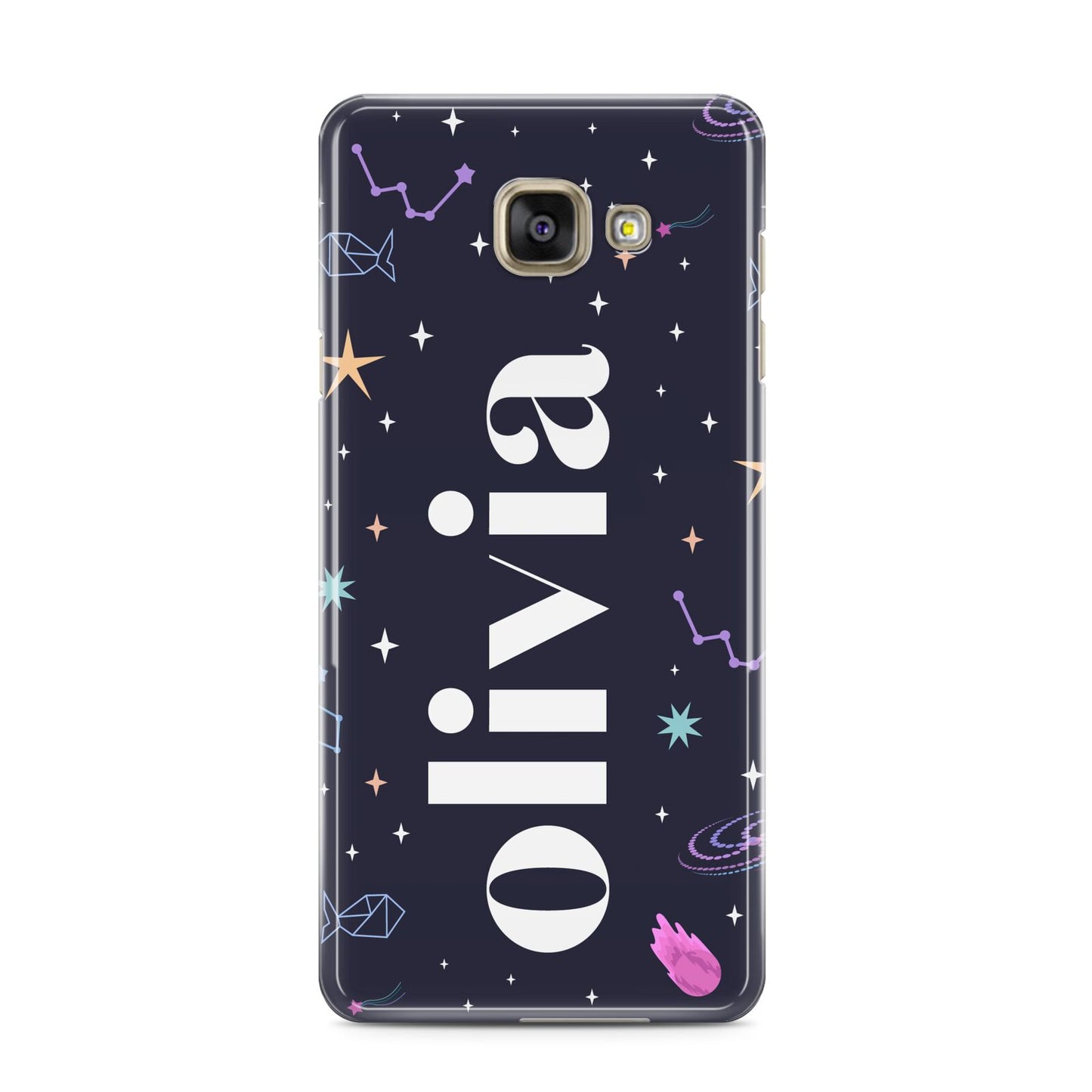 Funky Starry Night Personalised Name Samsung Galaxy A3 2016 Case on gold phone
