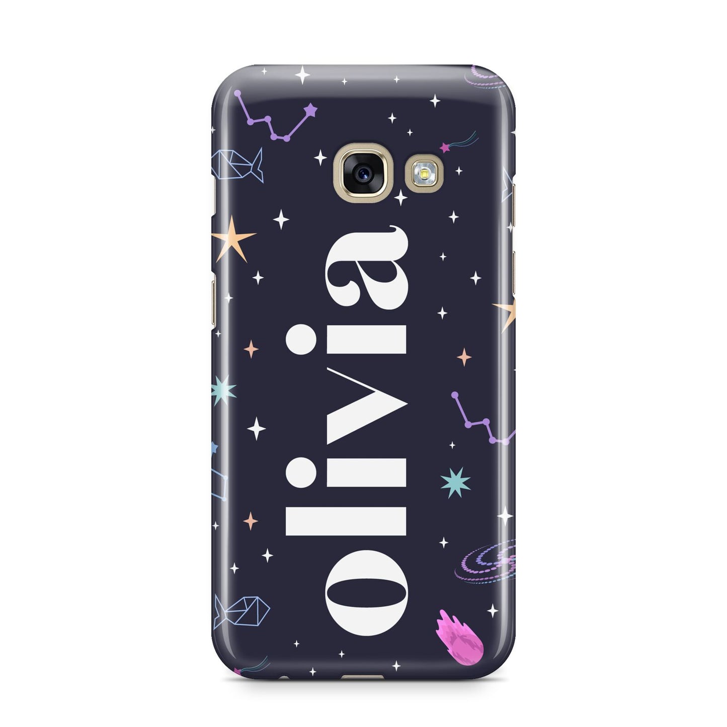 Funky Starry Night Personalised Name Samsung Galaxy A3 2017 Case on gold phone