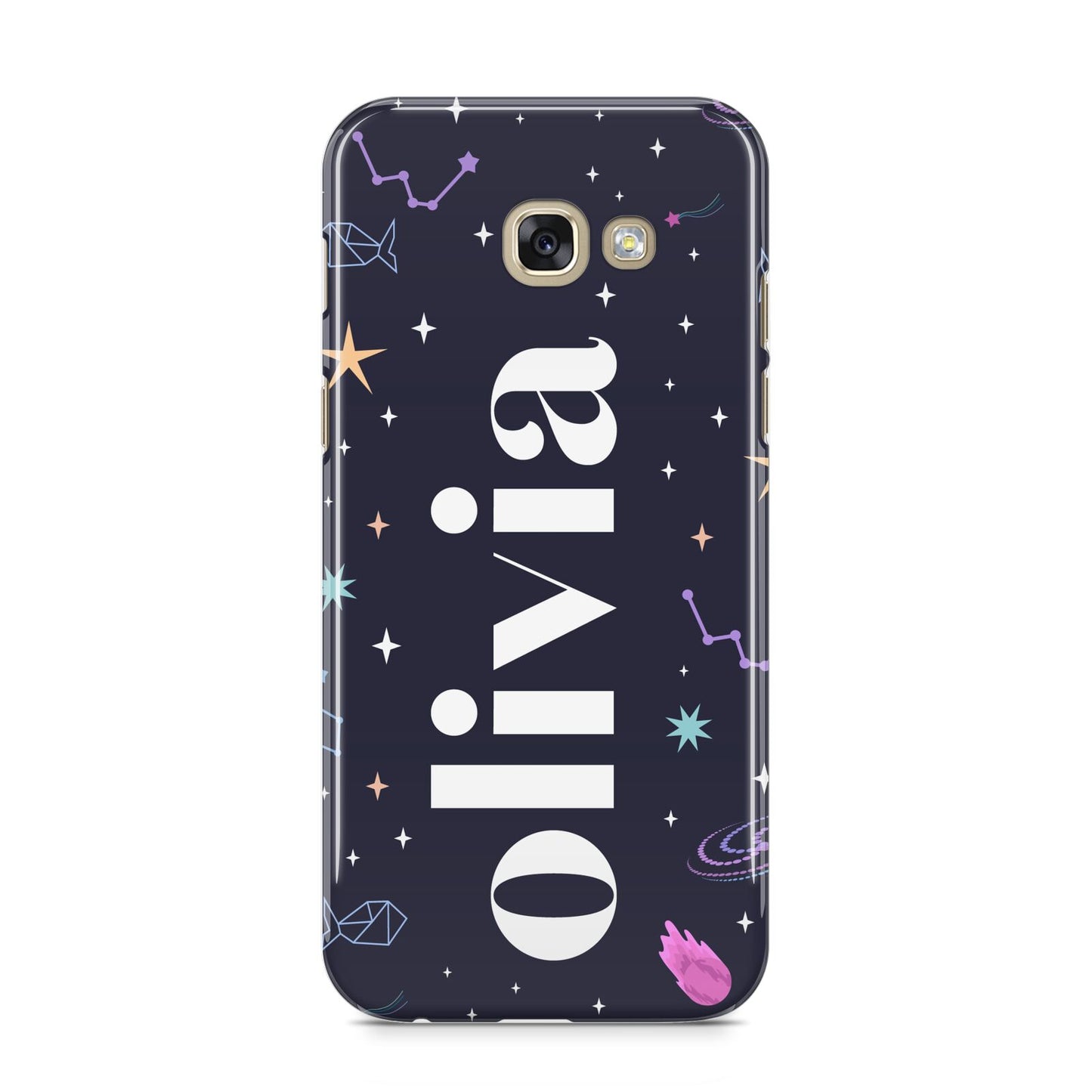 Funky Starry Night Personalised Name Samsung Galaxy A5 2017 Case on gold phone