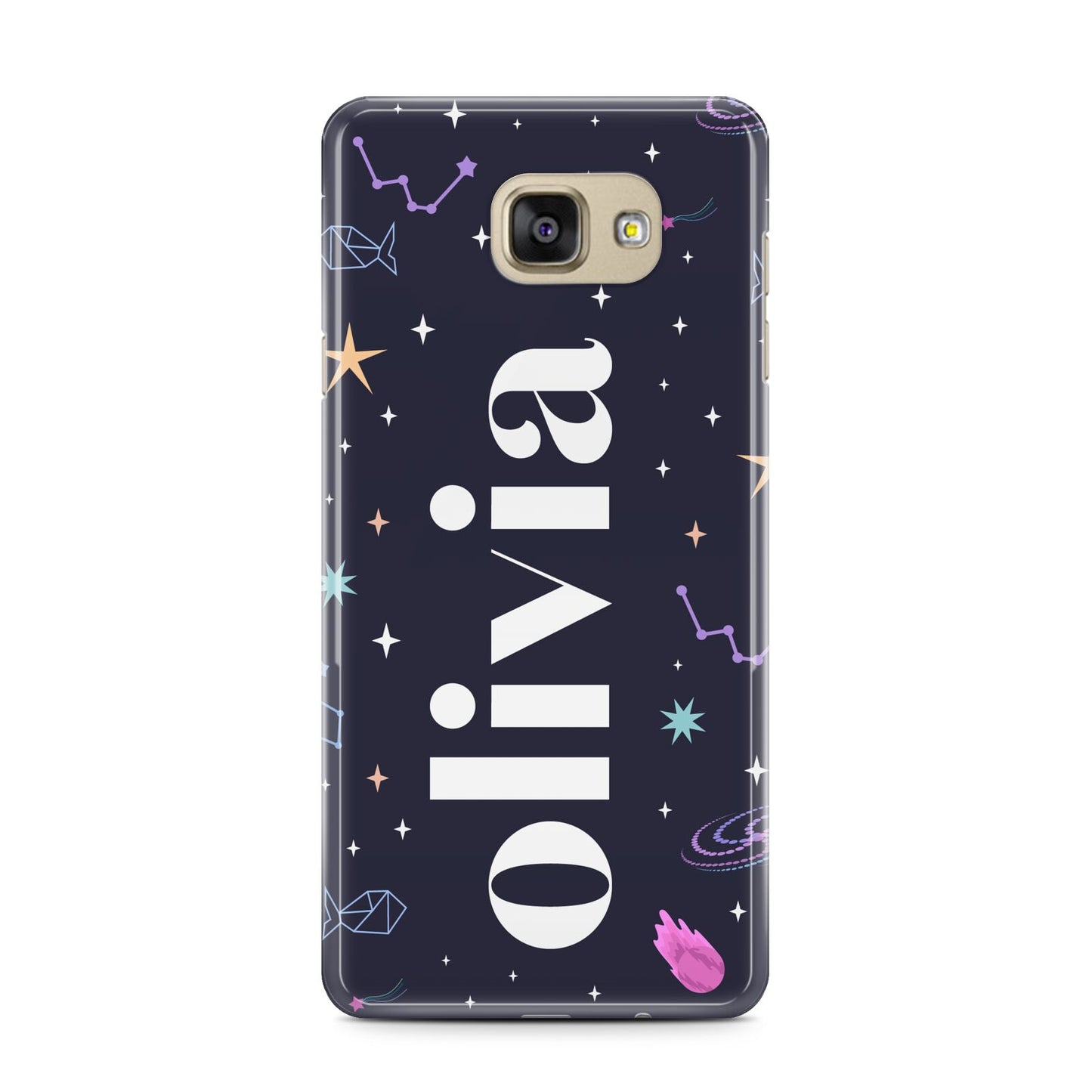 Funky Starry Night Personalised Name Samsung Galaxy A7 2016 Case on gold phone