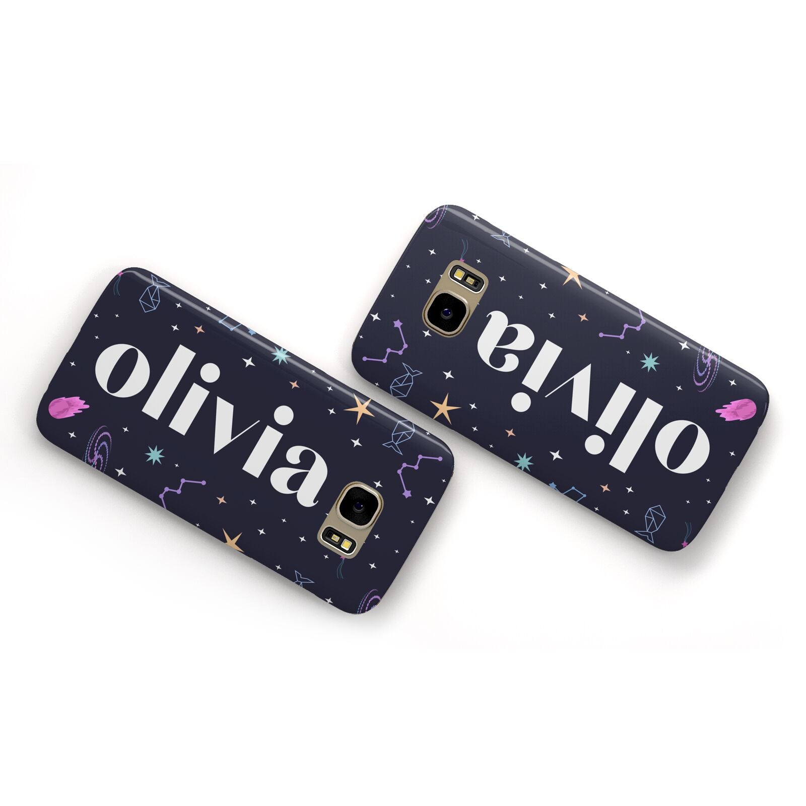 Funky Starry Night Personalised Name Samsung Galaxy Case Flat Overview