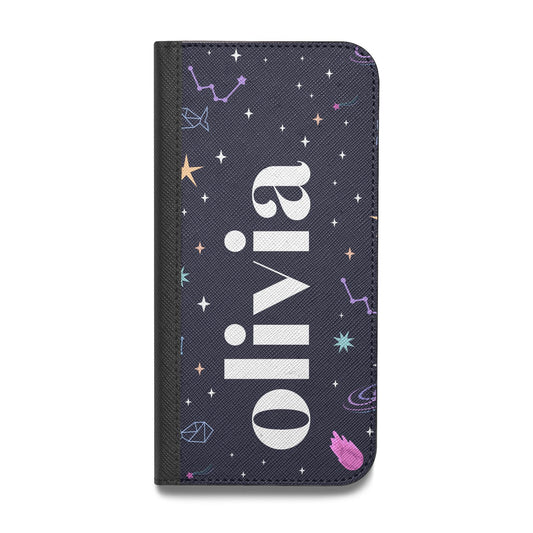 Funky Starry Night Personalised Name Vegan Leather Flip Samsung Case