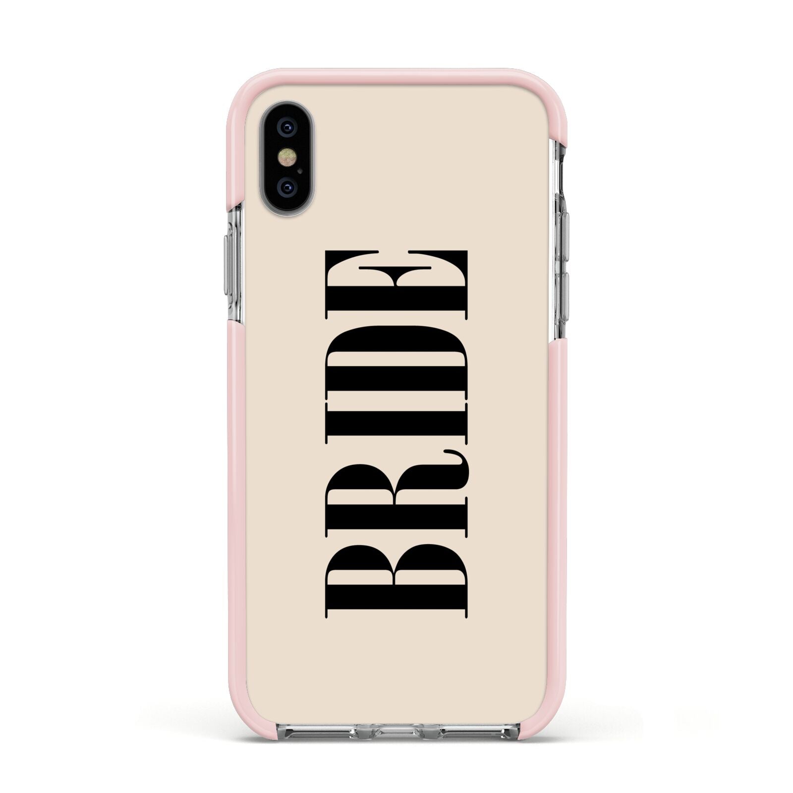 Future Bride Apple iPhone Xs Impact Case Pink Edge on Silver Phone