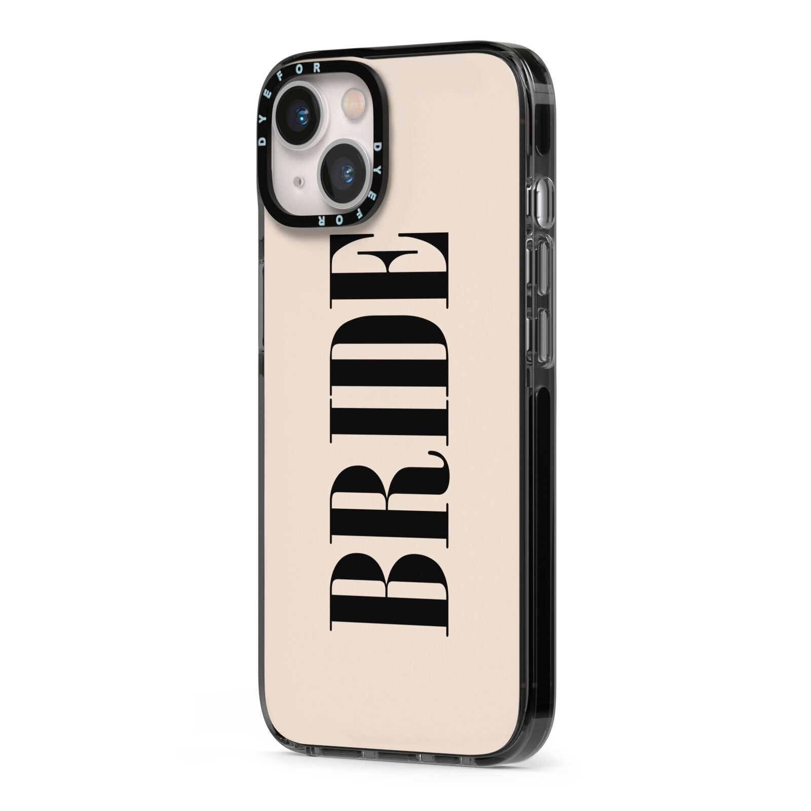 Future Bride iPhone 13 Black Impact Case Side Angle on Silver phone