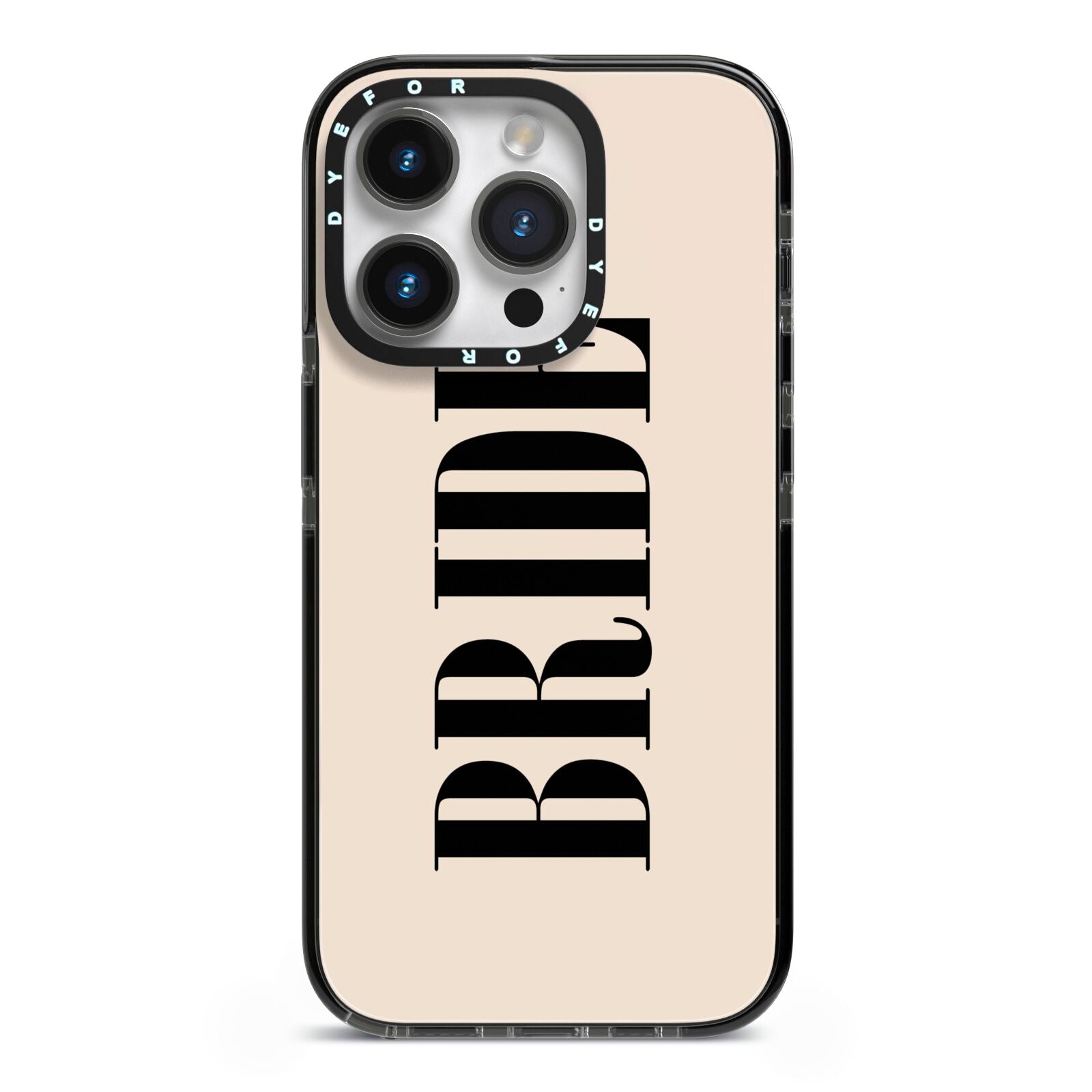 Future Bride iPhone 14 Pro Black Impact Case on Silver phone