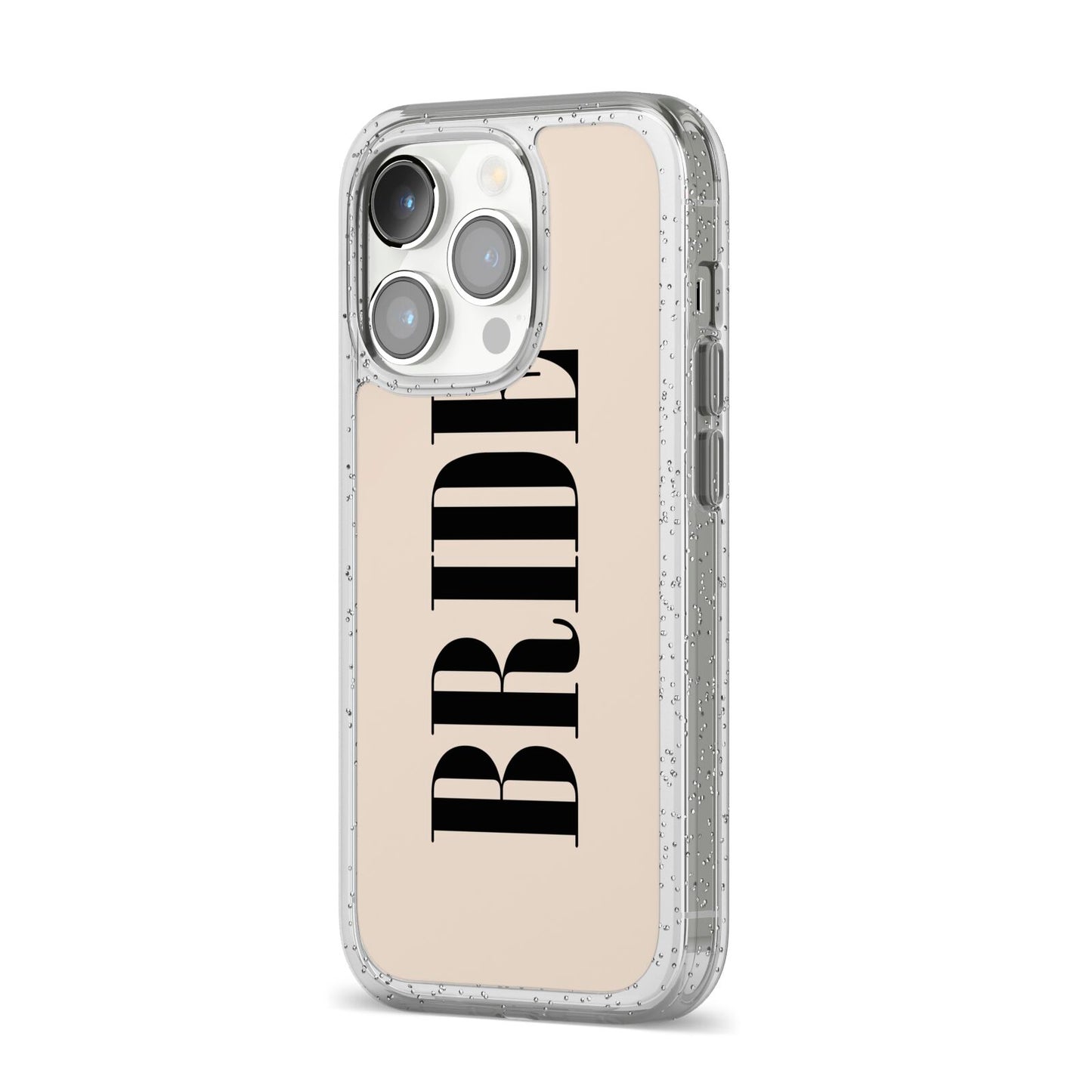Future Bride iPhone 14 Pro Glitter Tough Case Silver Angled Image