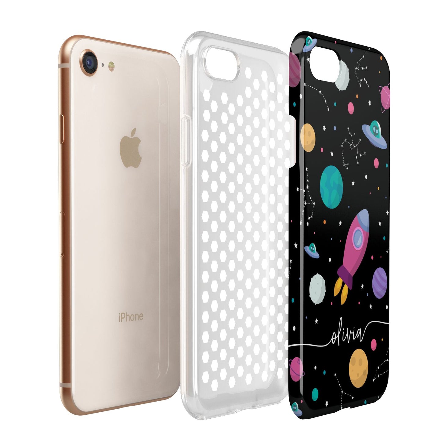 Galaxy Artwork with Name Apple iPhone 7 8 3D Tough Case Expanded View