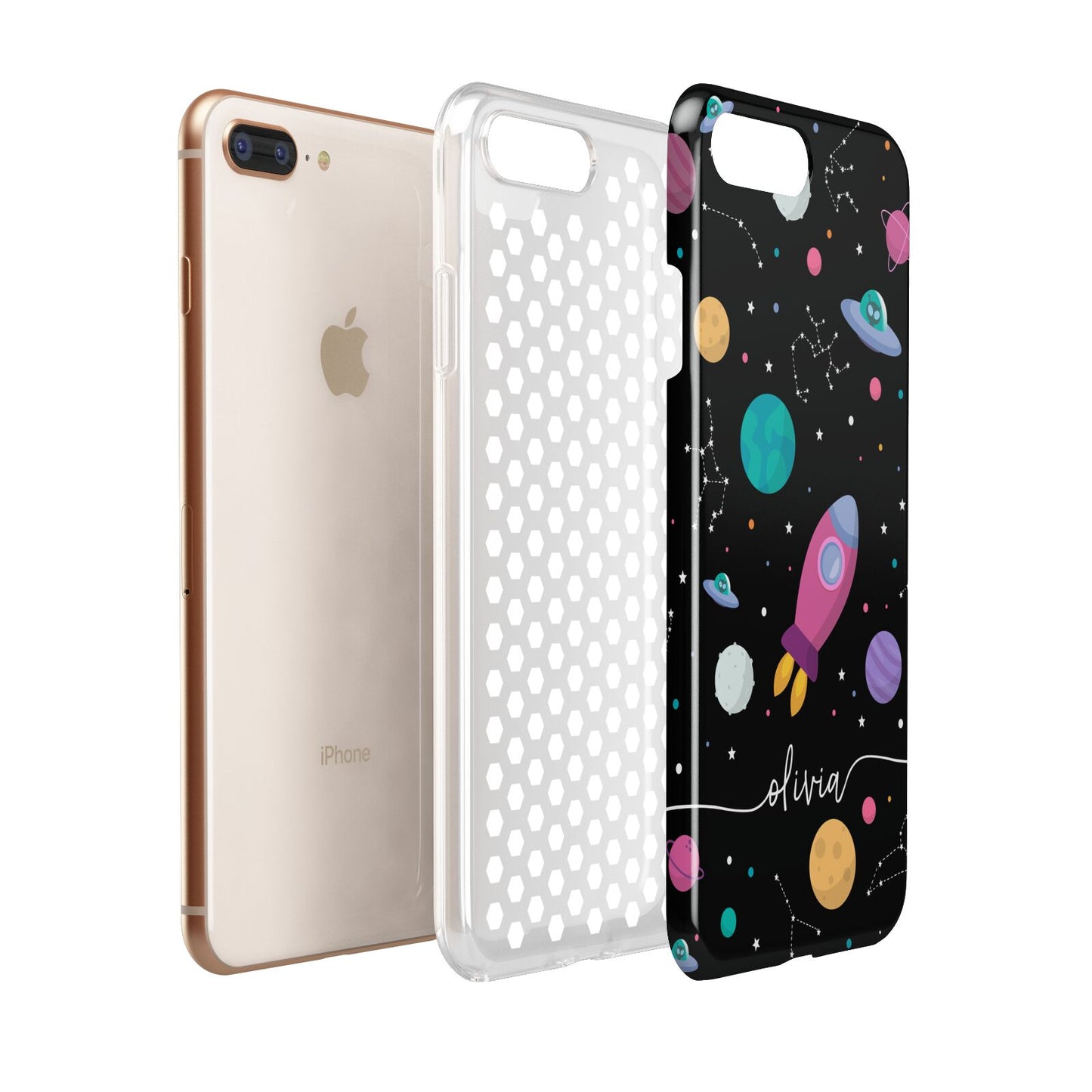 Galaxy Artwork with Name Apple iPhone 7 8 Plus 3D Tough Case Expanded View