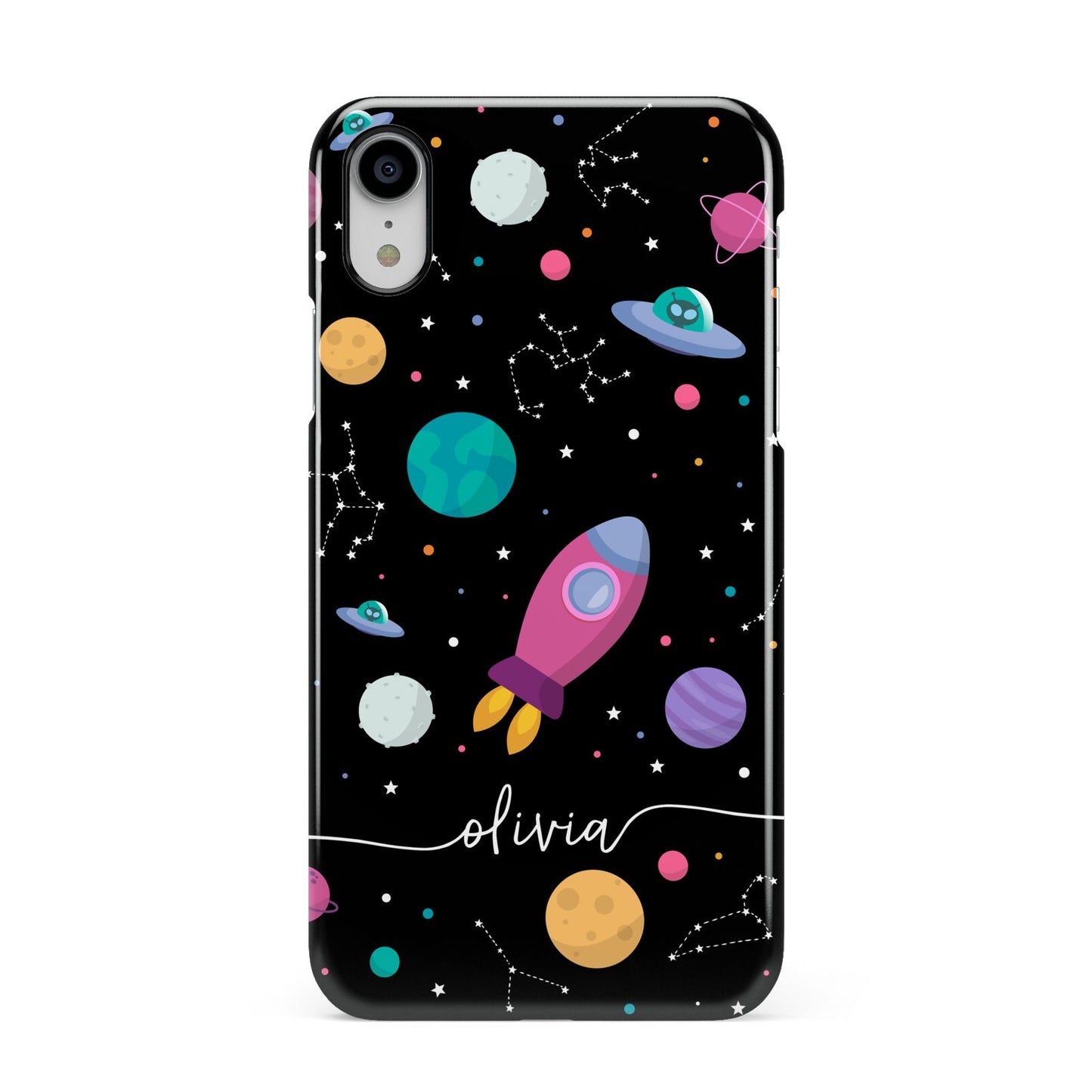 Galaxy Artwork with Name Apple iPhone XR White 3D Snap Case