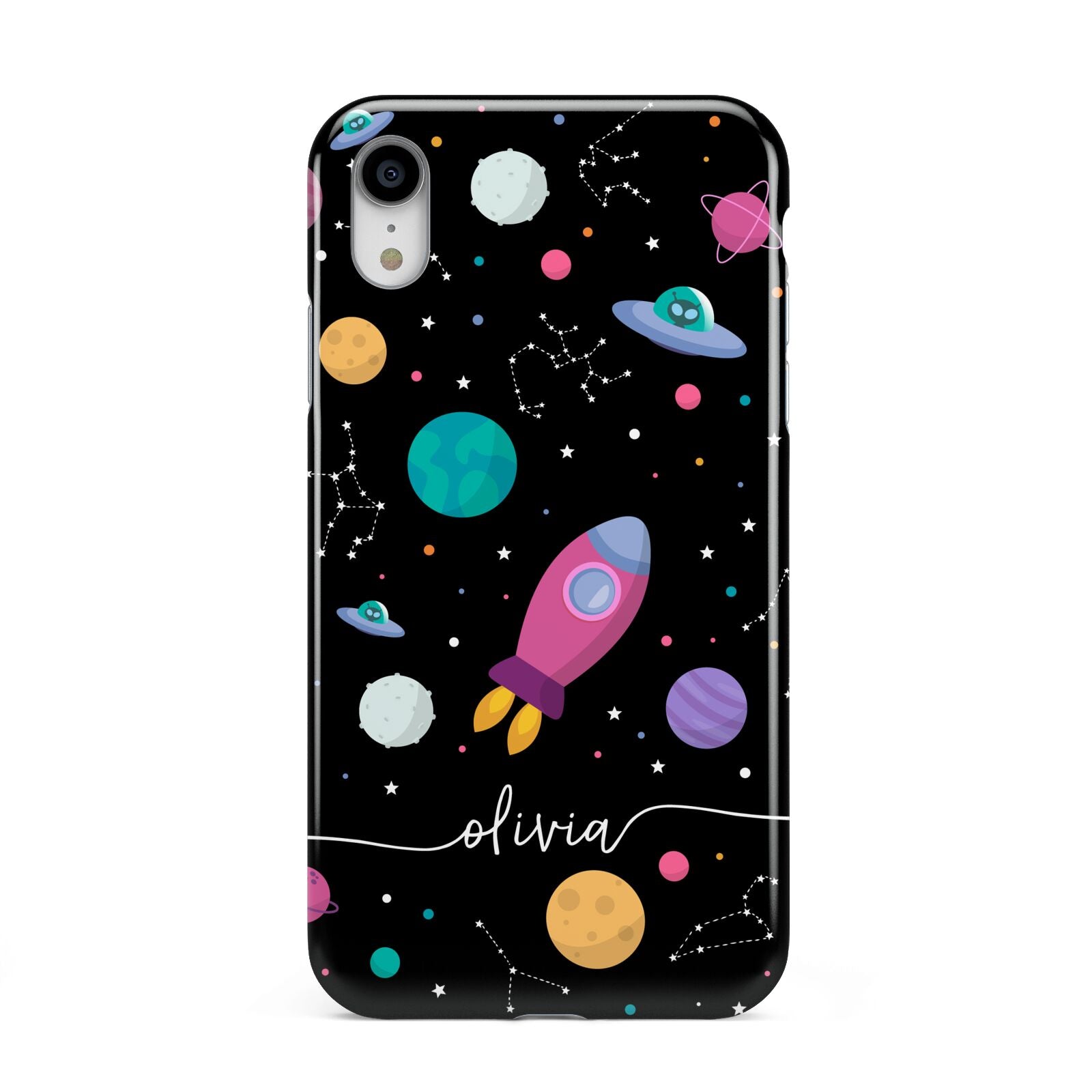 Galaxy Artwork with Name Apple iPhone XR White 3D Tough Case