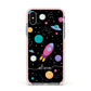 Galaxy Artwork with Name Apple iPhone Xs Impact Case Pink Edge on Silver Phone