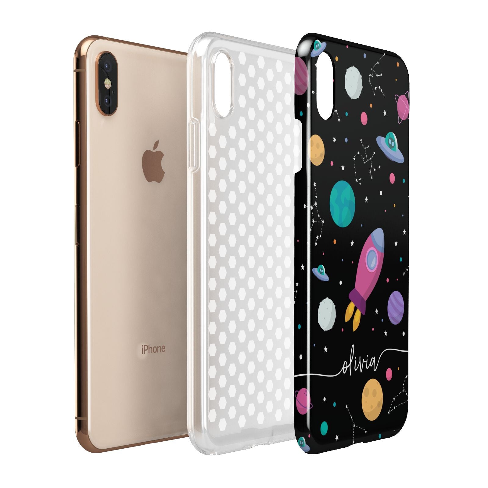 Galaxy Artwork with Name Apple iPhone Xs Max 3D Tough Case Expanded View