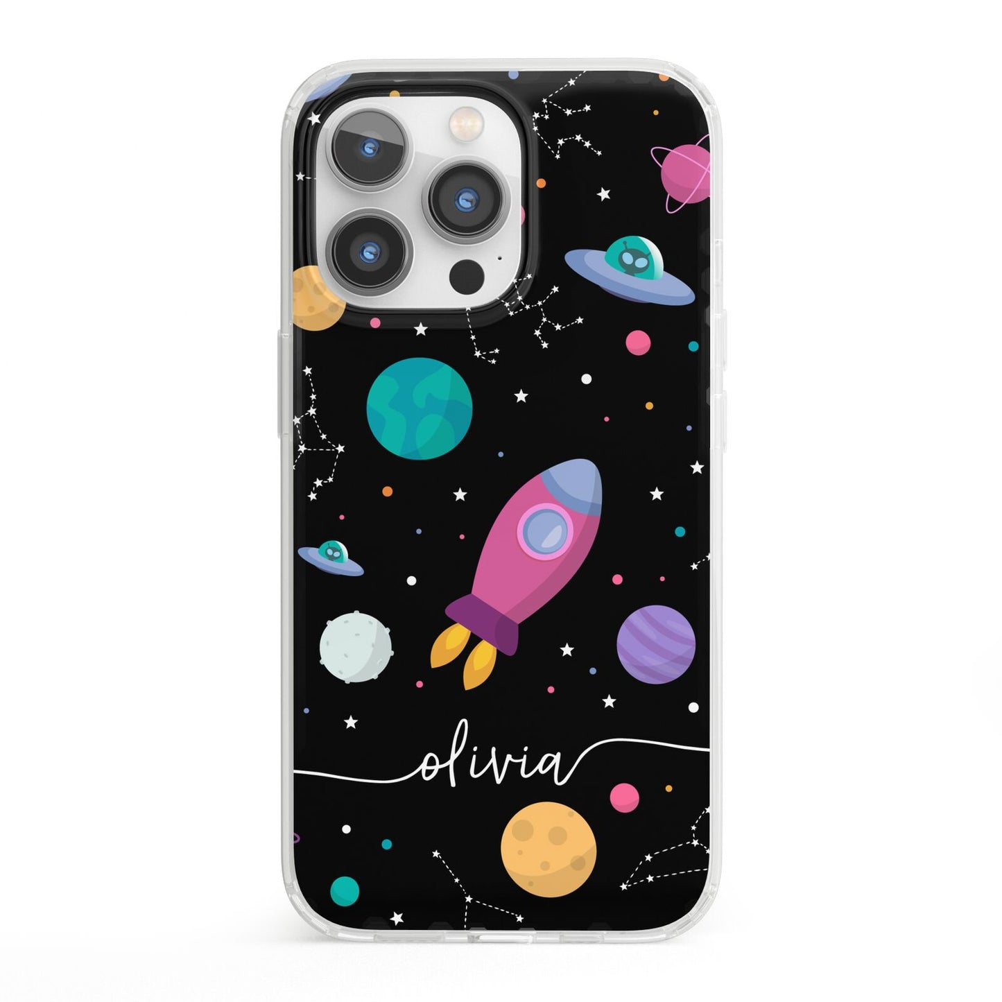 Galaxy Artwork with Name iPhone 13 Pro Clear Bumper Case