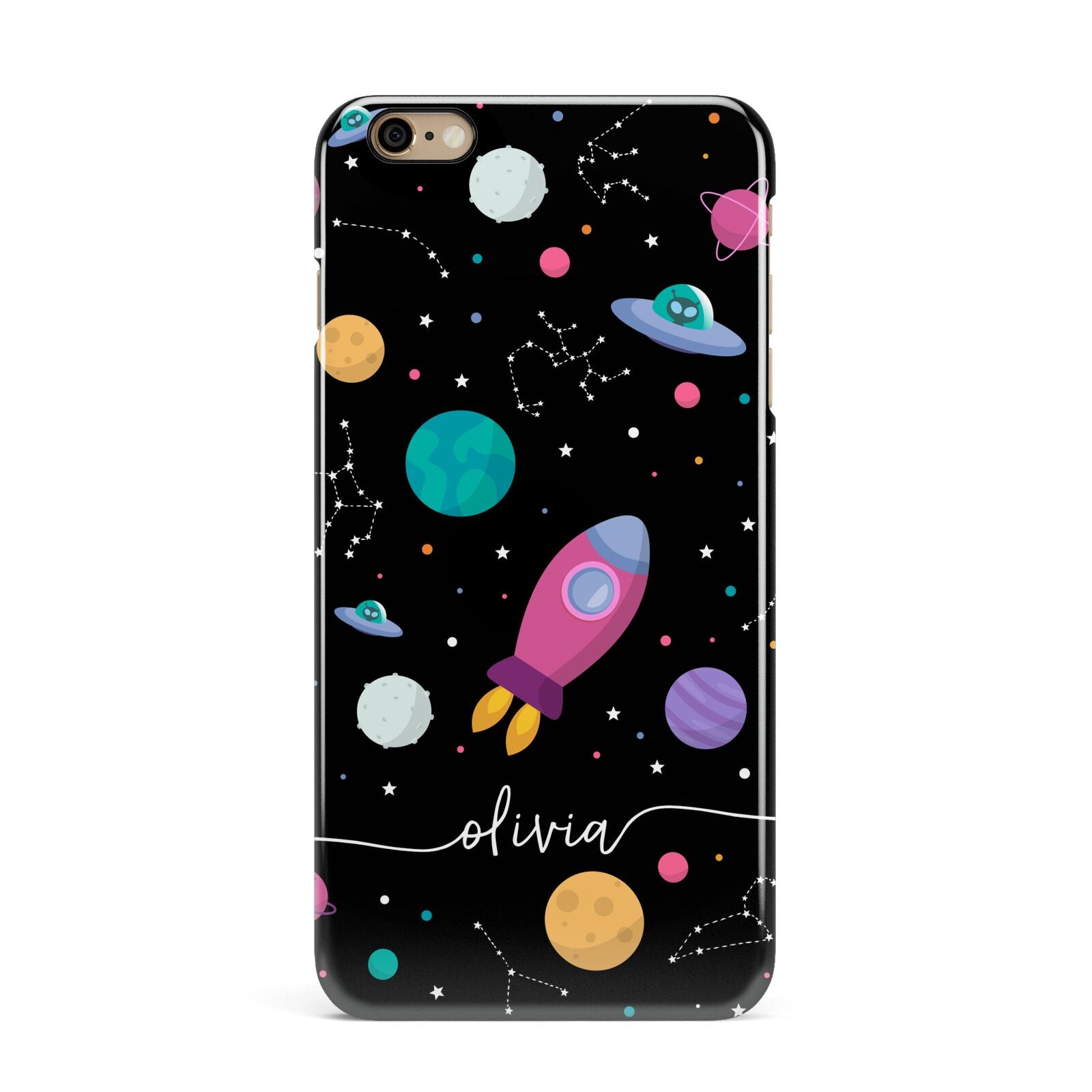 Galaxy Artwork with Name iPhone 6 Plus 3D Snap Case on Gold Phone
