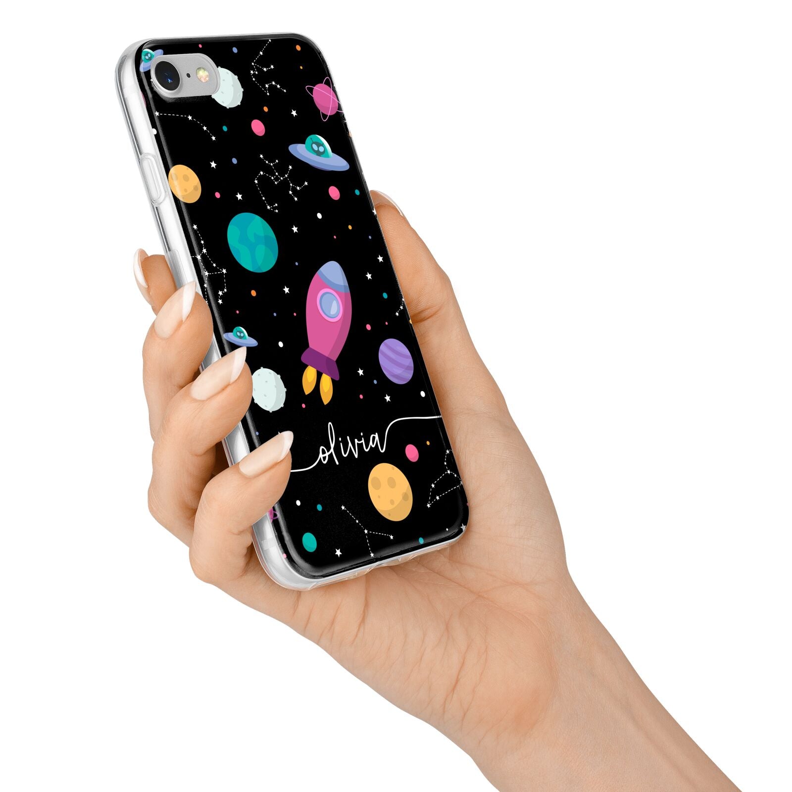 Galaxy Artwork with Name iPhone 7 Bumper Case on Silver iPhone Alternative Image