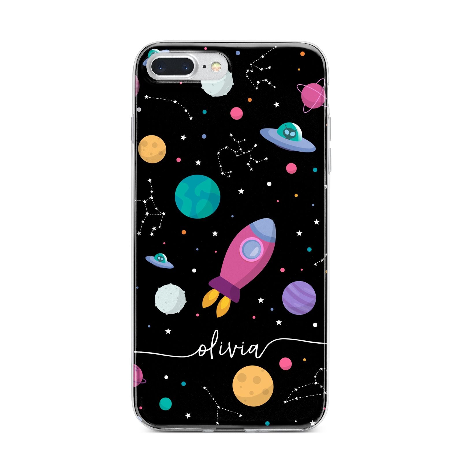 Galaxy Artwork with Name iPhone 7 Plus Bumper Case on Silver iPhone