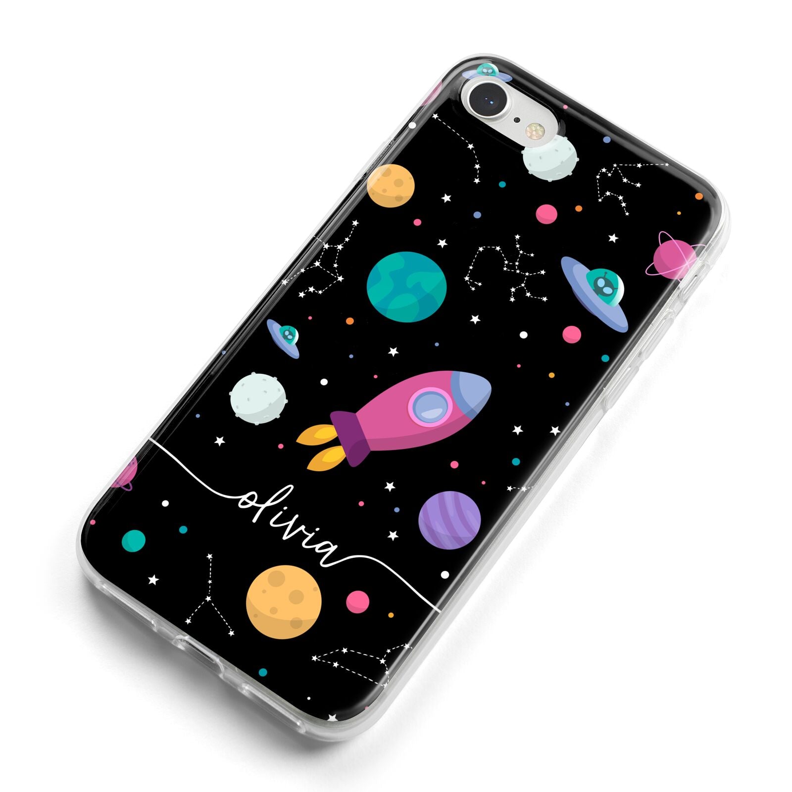 Galaxy Artwork with Name iPhone 8 Bumper Case on Silver iPhone Alternative Image