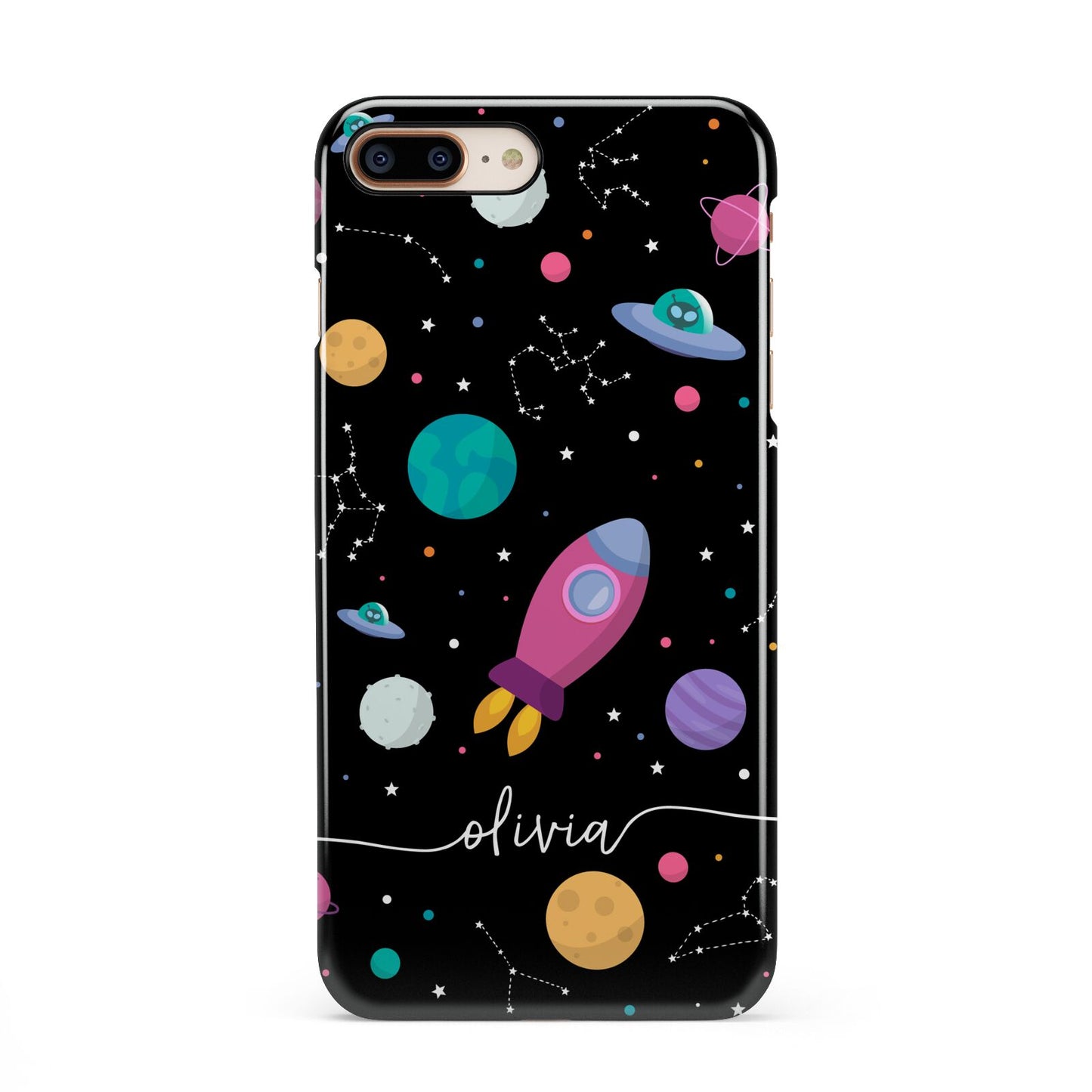 Galaxy Artwork with Name iPhone 8 Plus 3D Snap Case on Gold Phone