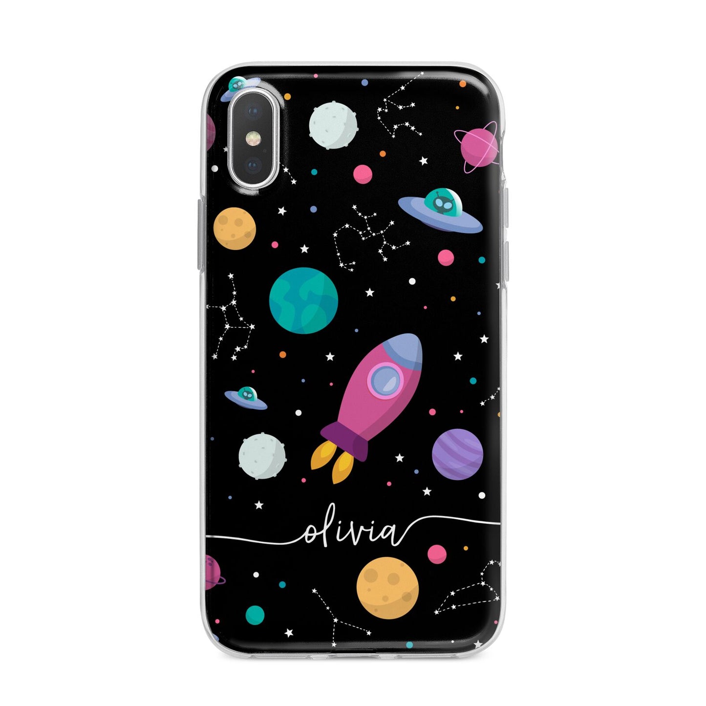 Galaxy Artwork with Name iPhone X Bumper Case on Silver iPhone Alternative Image 1