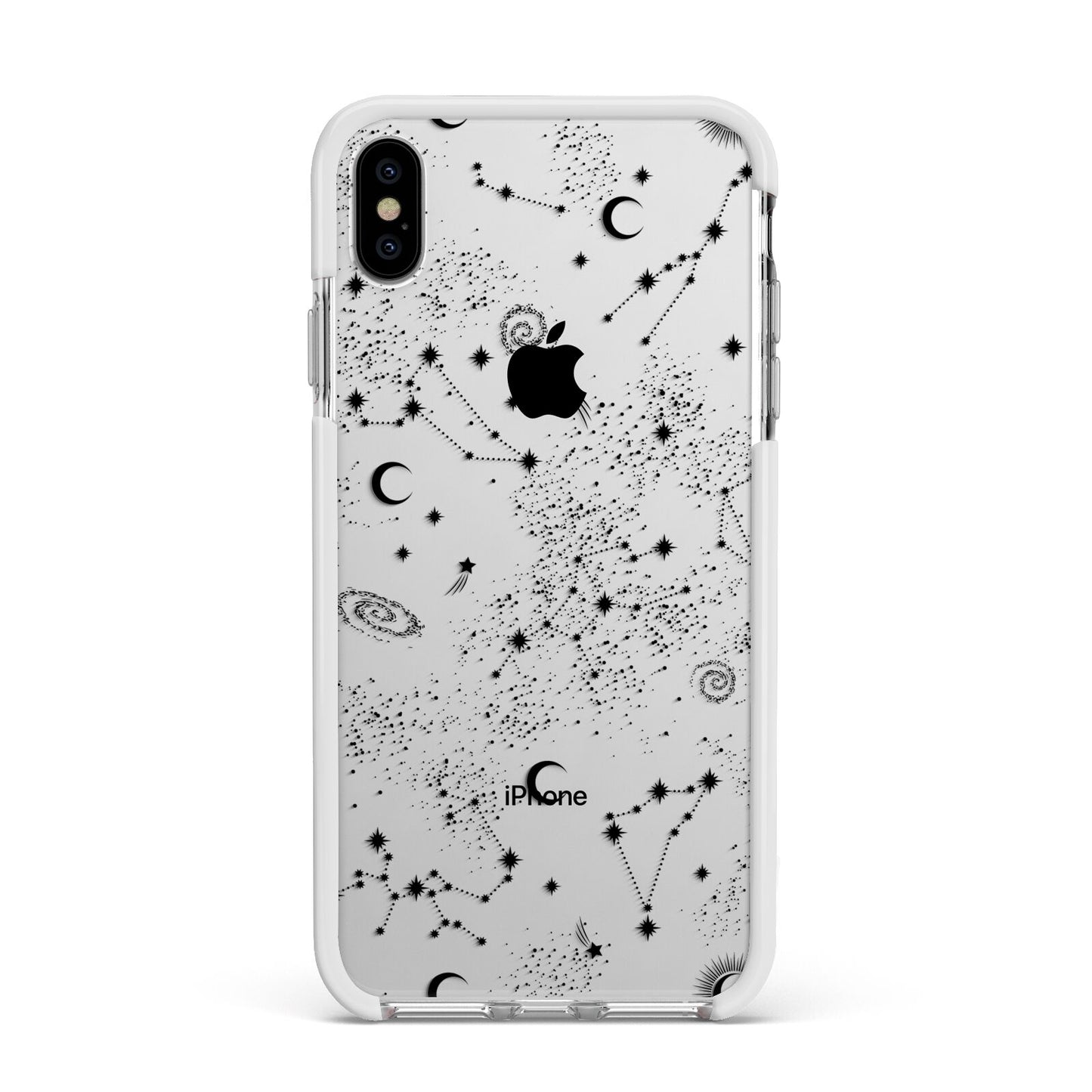 Galaxy Constellation Apple iPhone Xs Max Impact Case White Edge on Silver Phone