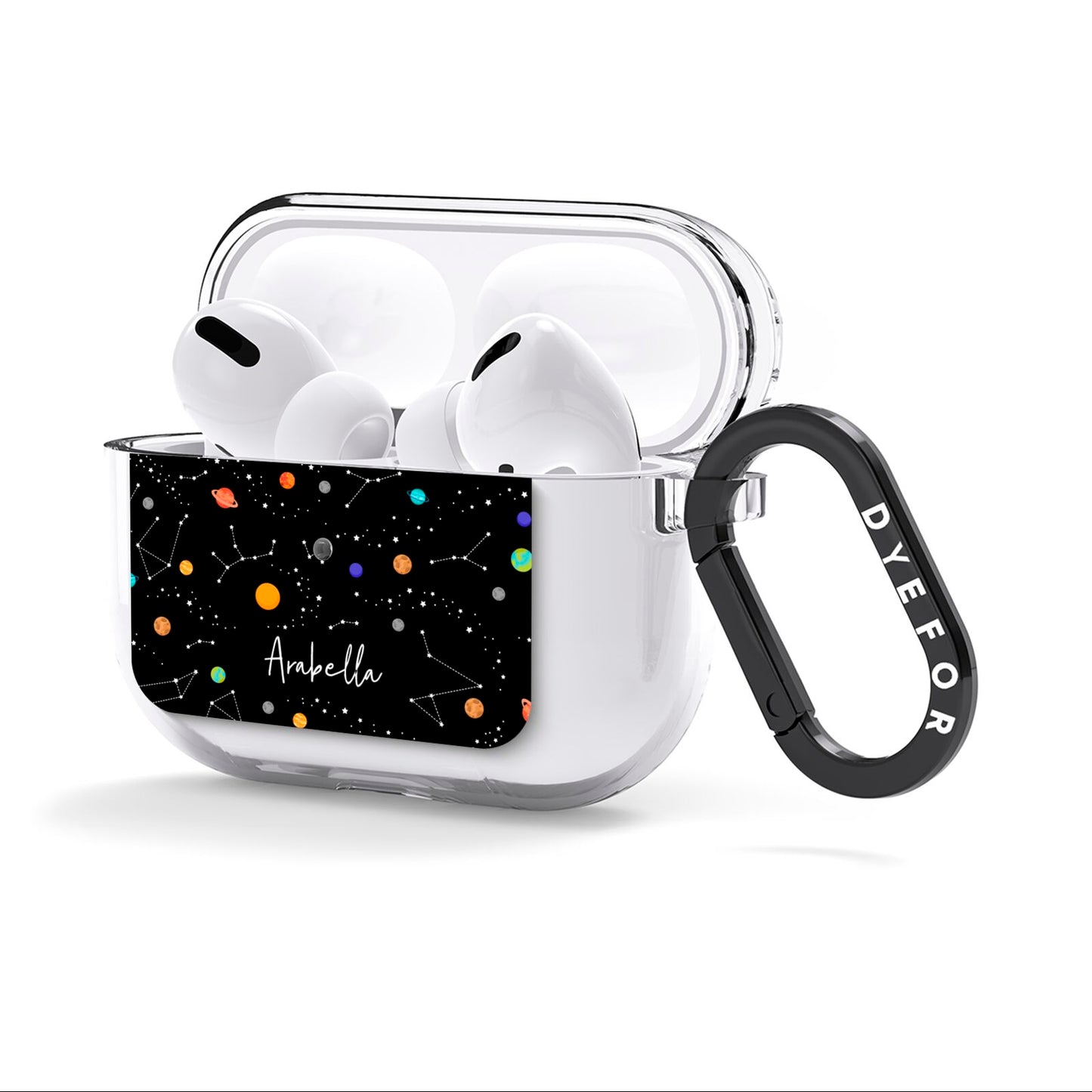 Galaxy Scene with Name AirPods Clear Case 3rd Gen Side Image