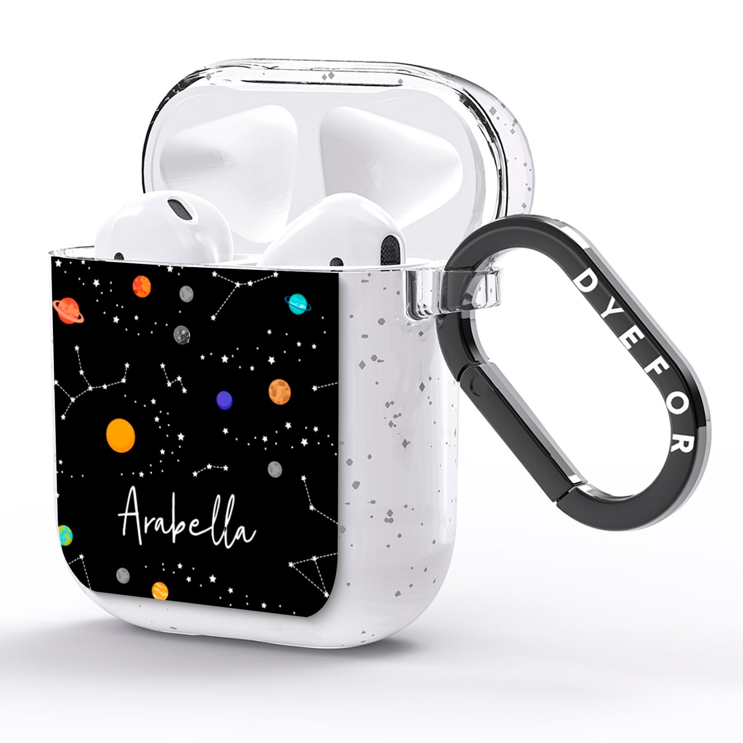 Galaxy Scene with Name AirPods Glitter Case Side Image