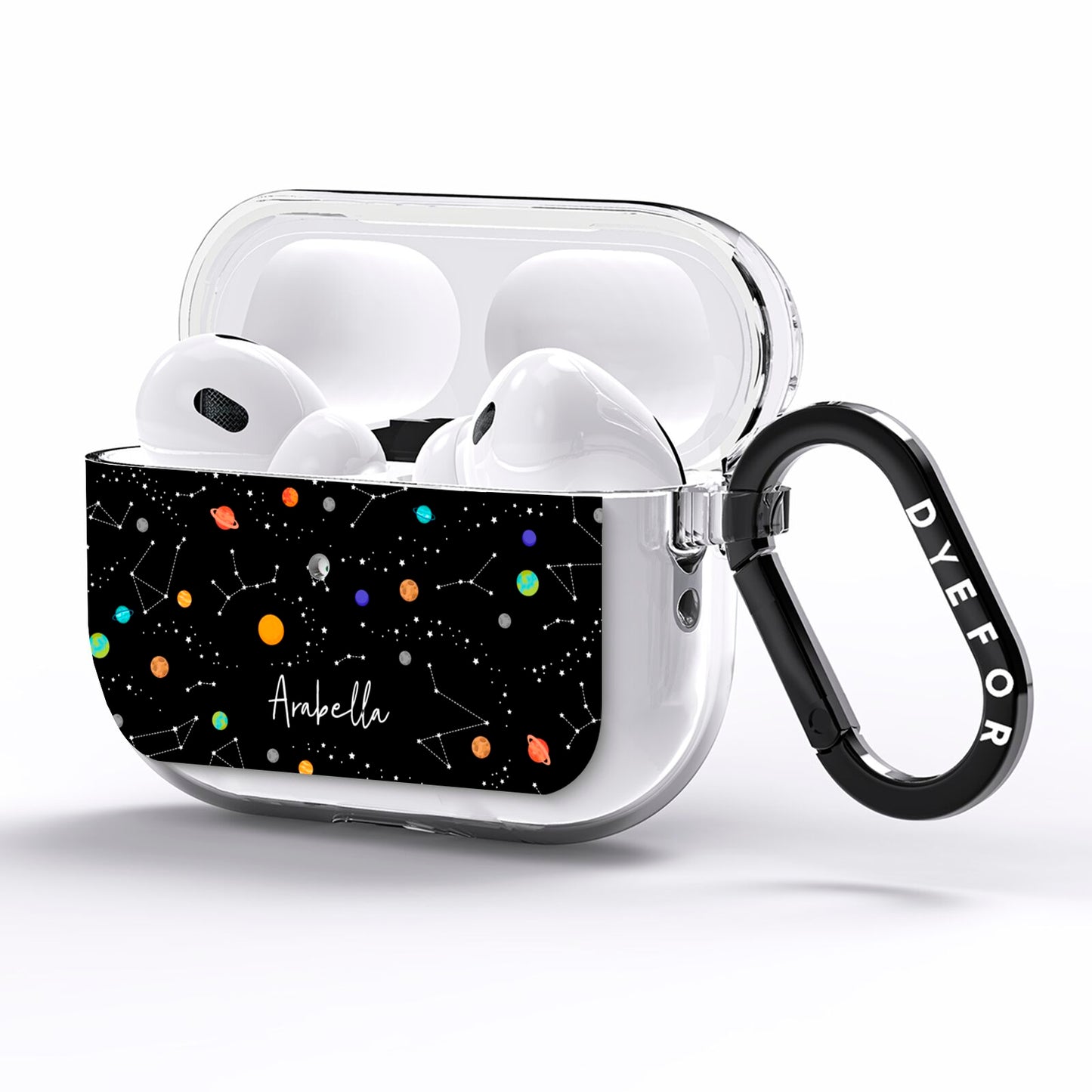Galaxy Scene with Name AirPods Pro Clear Case Side Image