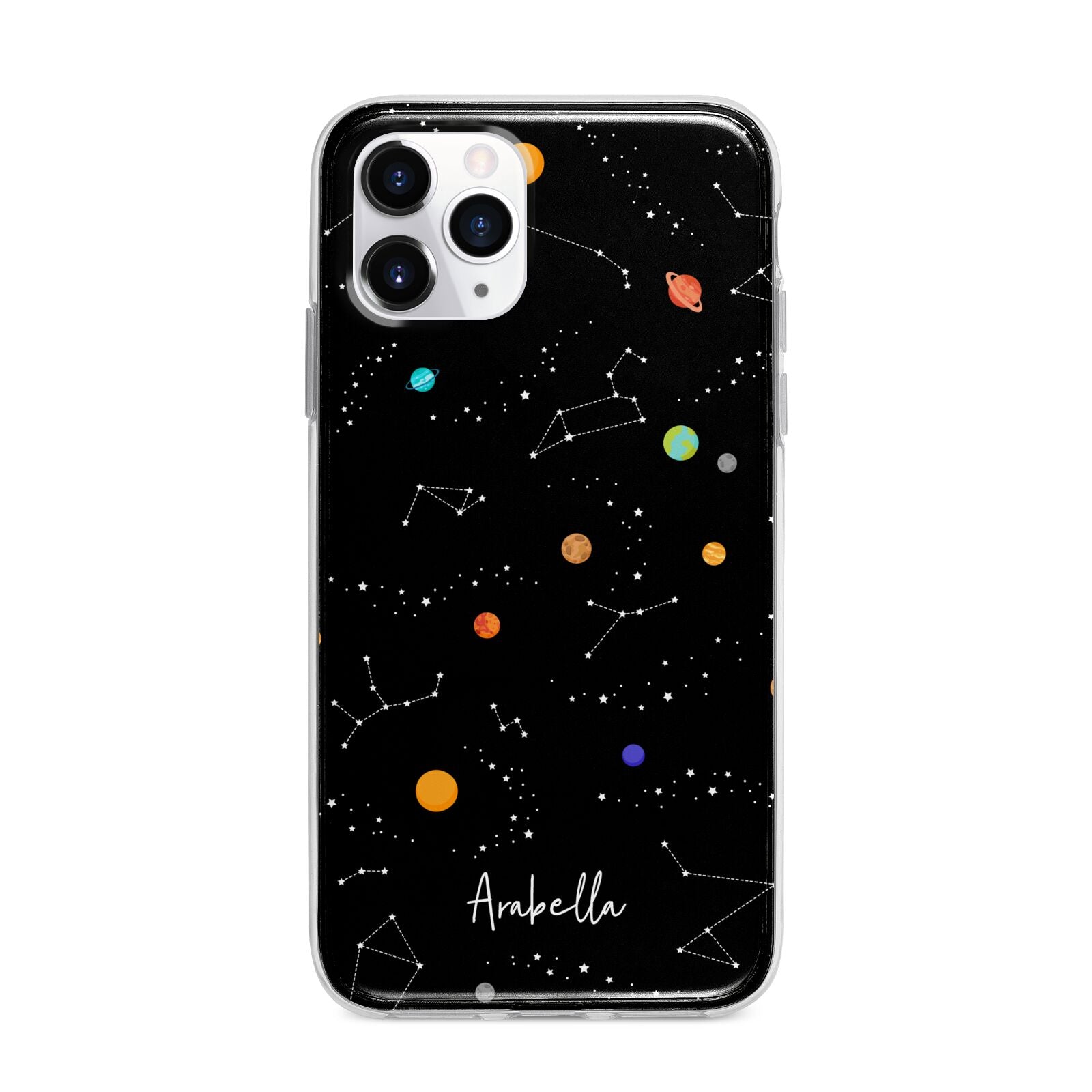 Galaxy Scene with Name Apple iPhone 11 Pro in Silver with Bumper Case