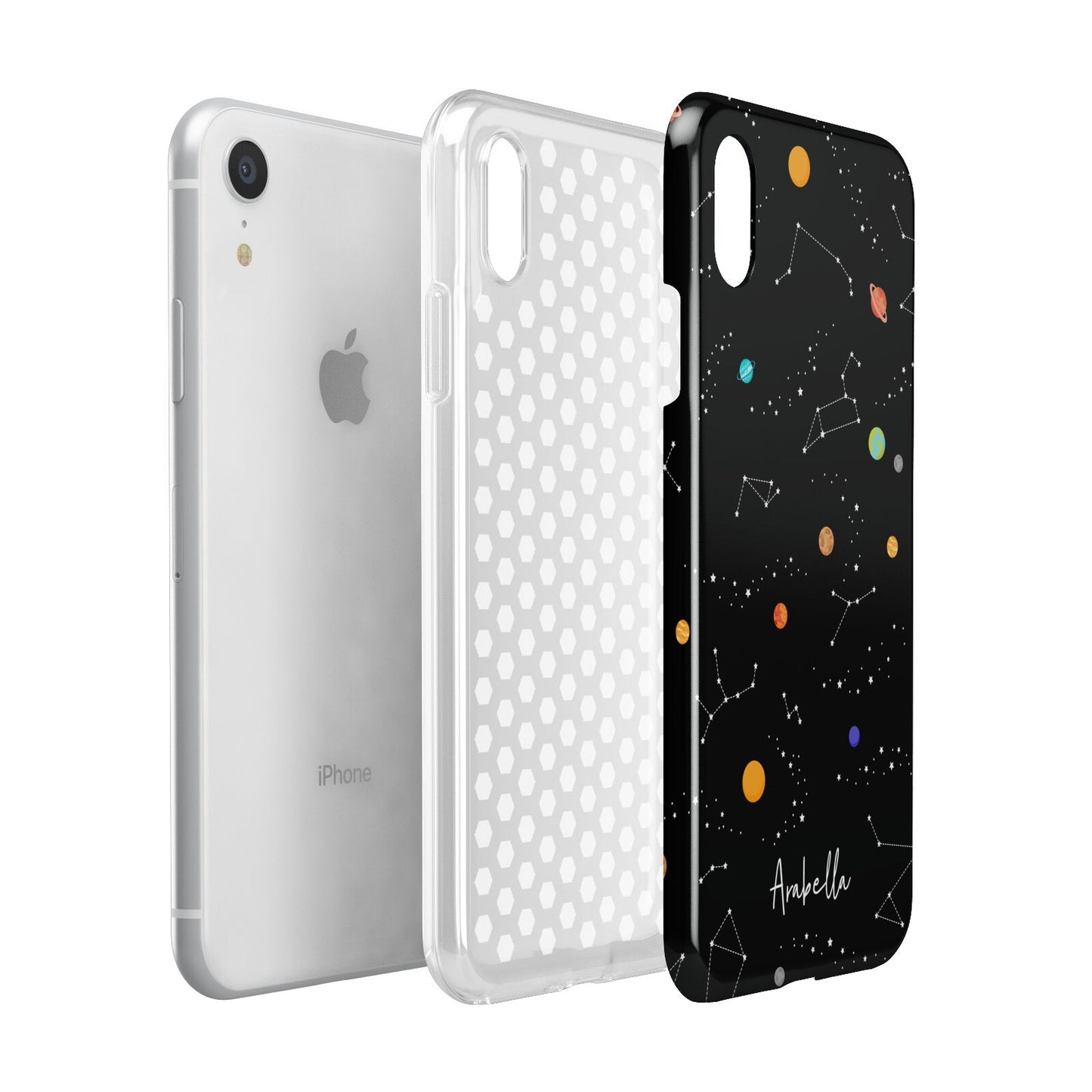 Galaxy Scene with Name Apple iPhone XR White 3D Tough Case Expanded view