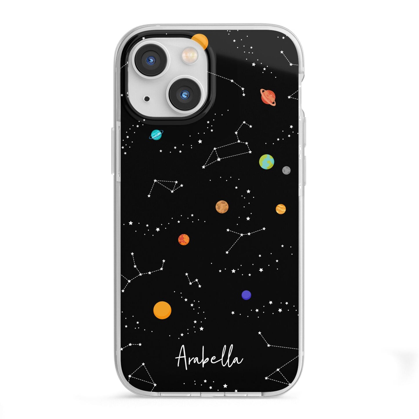 Galaxy Scene with Name iPhone 13 Mini TPU Impact Case with White Edges