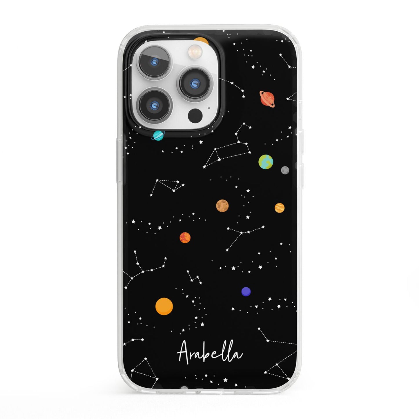 Galaxy Scene with Name iPhone 13 Pro Clear Bumper Case