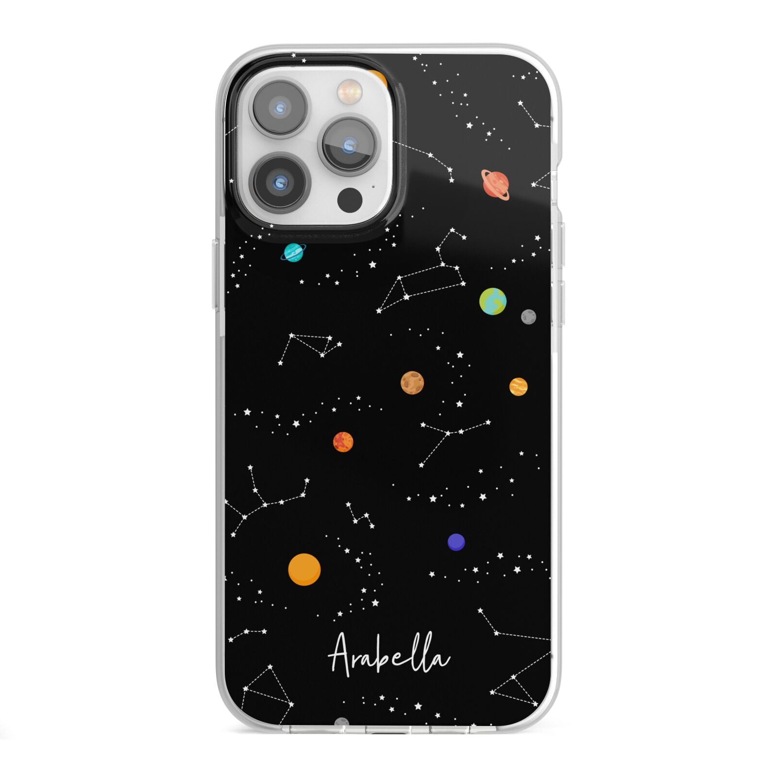 Galaxy Scene with Name iPhone 13 Pro Max TPU Impact Case with White Edges