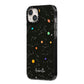 Galaxy Scene with Name iPhone 14 Plus Black Impact Case Side Angle on Silver phone